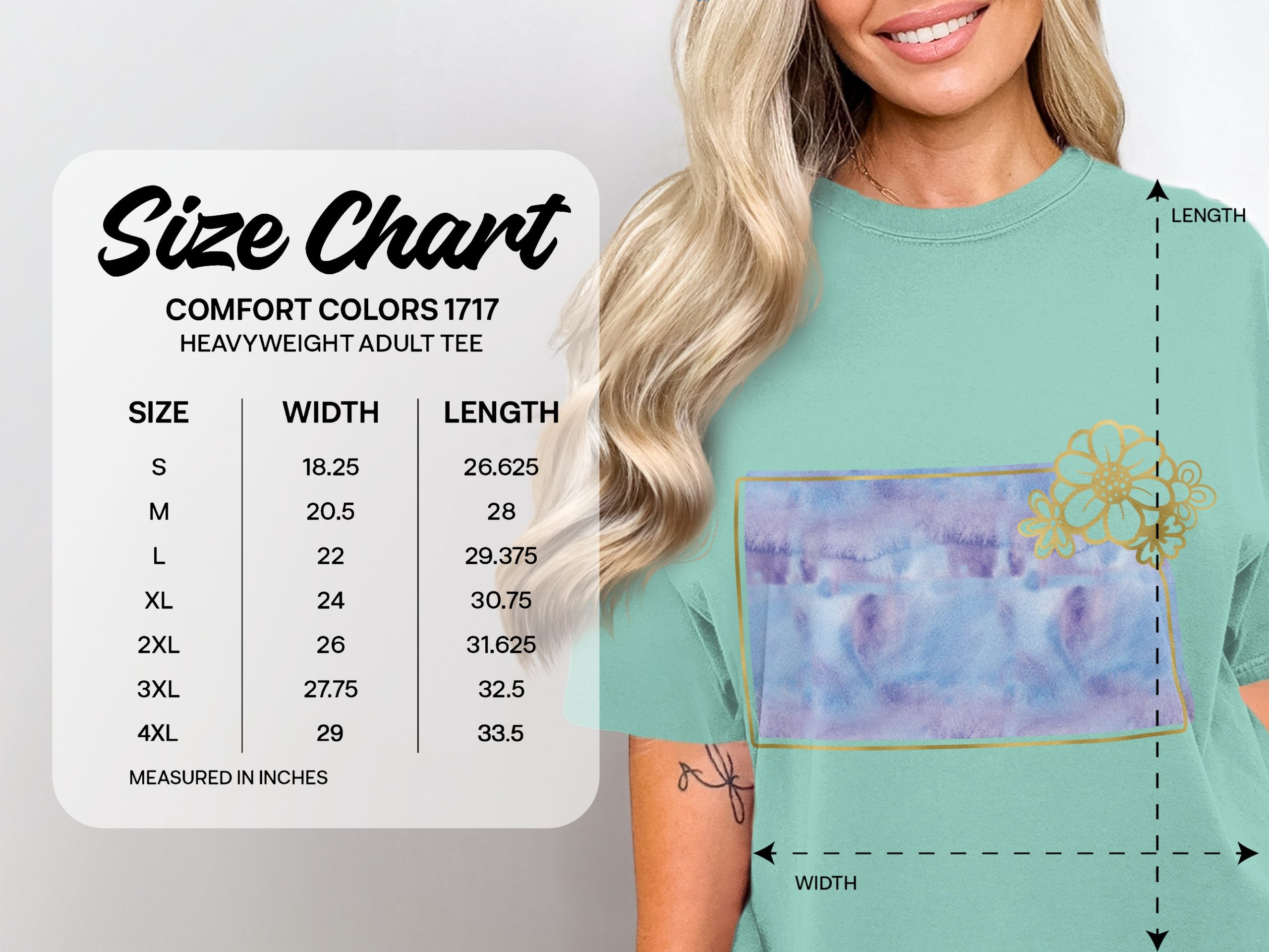 Dreamy Watercolor Floral T-Shirt, Faux Gold Daisy Frame Tee, Aesthetic Boho Spring Shirt, Soft Purple Blue Flower Lover Gift For Her - Image 5