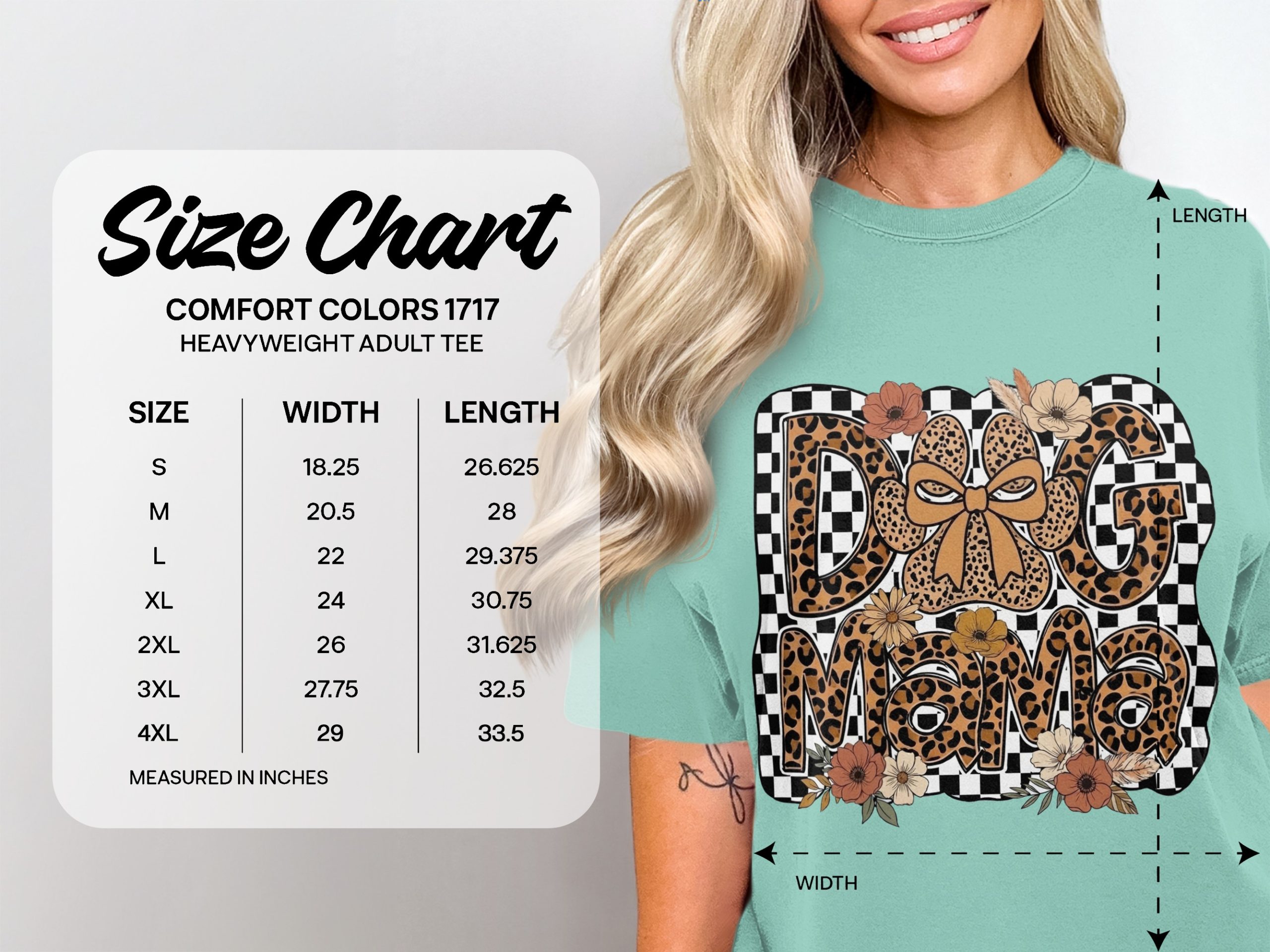 Trendy Dog Mama Leopard Print T-Shirt, Boho Checkered Floral Pet Mom Tee, Animal Lover Gift, Cute Dog Owner Apparel - Image 4
