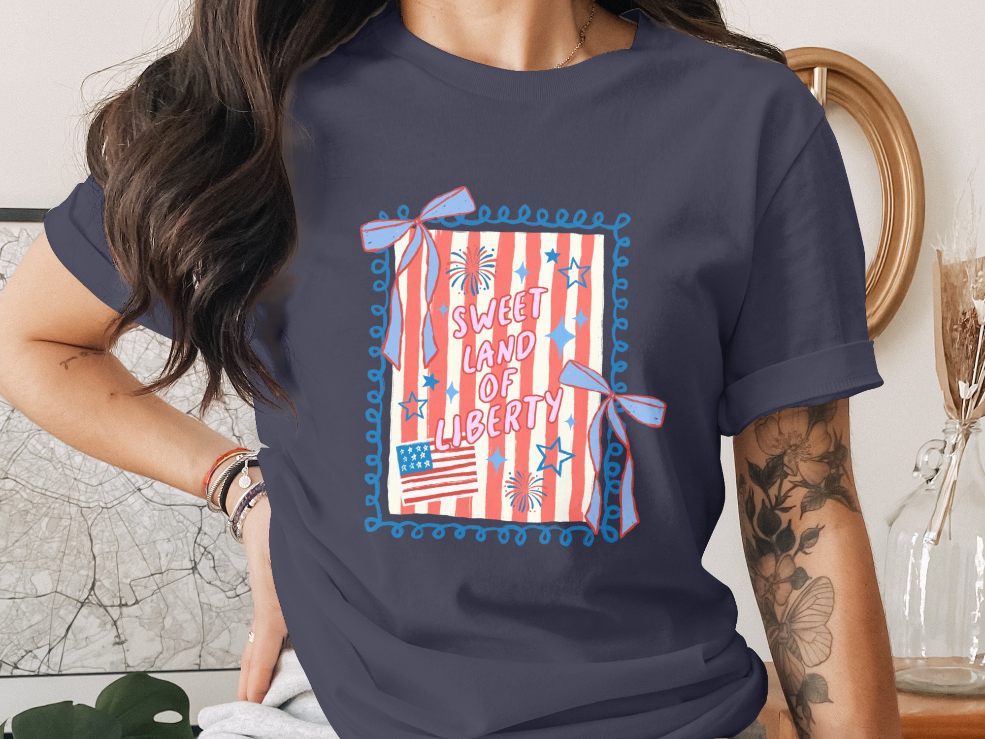 Sweet Land of Liberty T-Shirt, Patriotic American Flag Tee, Vintage Fourth of July USA Shirt, Independence Day Celebration Gift - Image 3