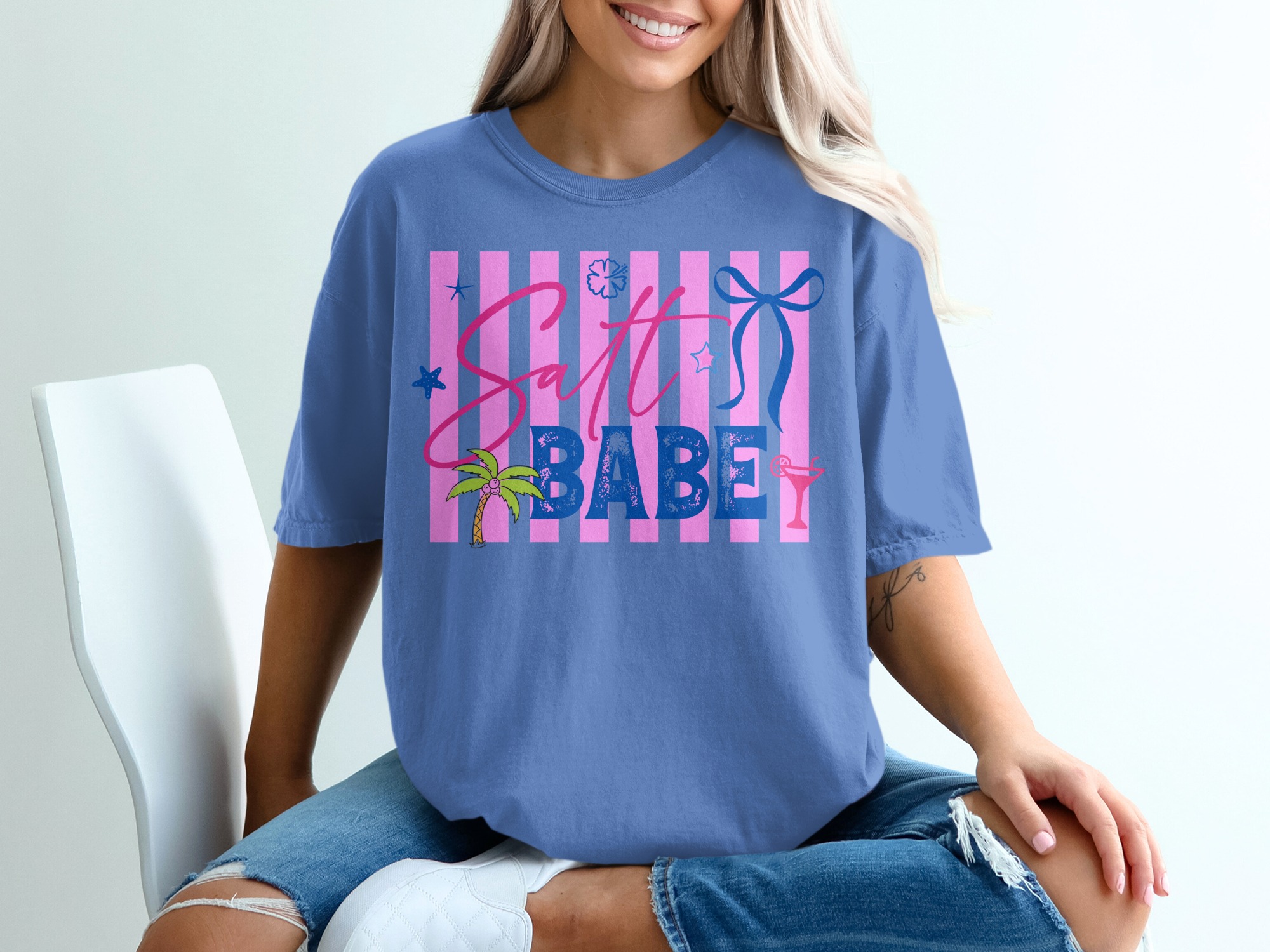 Salt Babe T-Shirt, Beach Lover Gift, Trendy Summer Vacation Tee, Coastal Cowgirl Vibe, Tropical Resort Wear Shirt for Her - Image 20