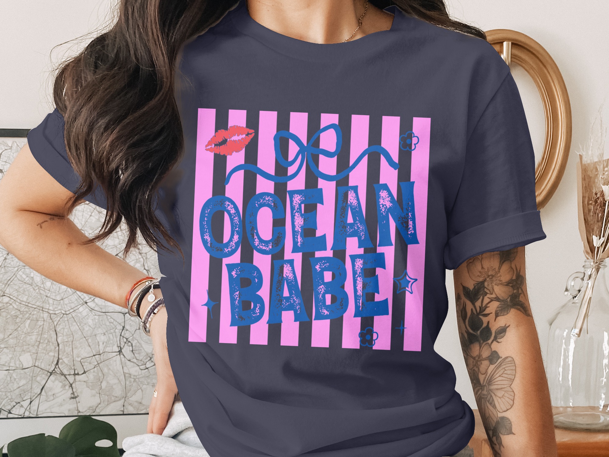 Ocean Babe T-Shirt, Y2K Beach Vacation Tee, Trendy Summer Shirt for Her, Coastal Aesthetic Top, Fun Bachelorette Trip Gift - Image 3