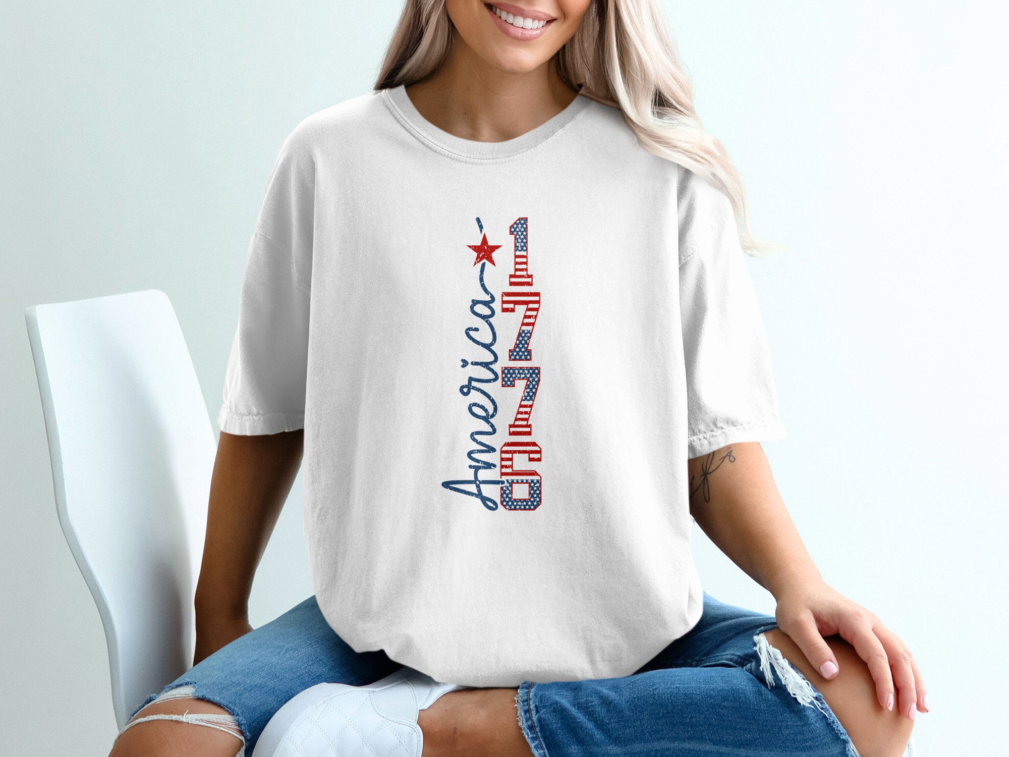 America 1776 Patriotic T-Shirt, Distressed Flag Independence Day Tee, Fourth of July Apparel, Vintage American Pride Gift - Image 6
