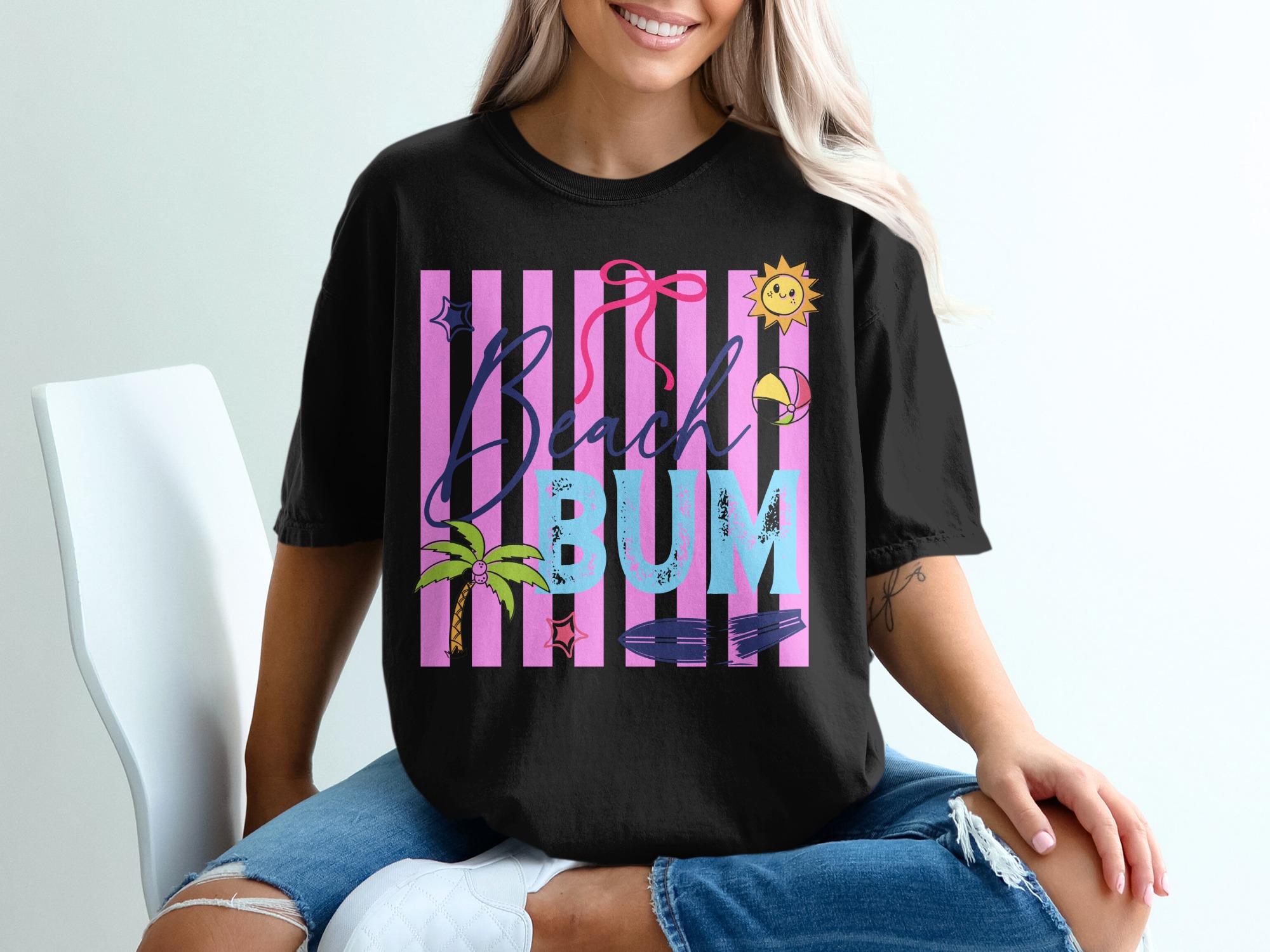 Beach Bum T-Shirt | Retro Summer Vacation Shirt for Women | Cute Beach Lover Tee | Girls Trip Gift Idea | Fun Ocean Vibe Apparel - Image 8