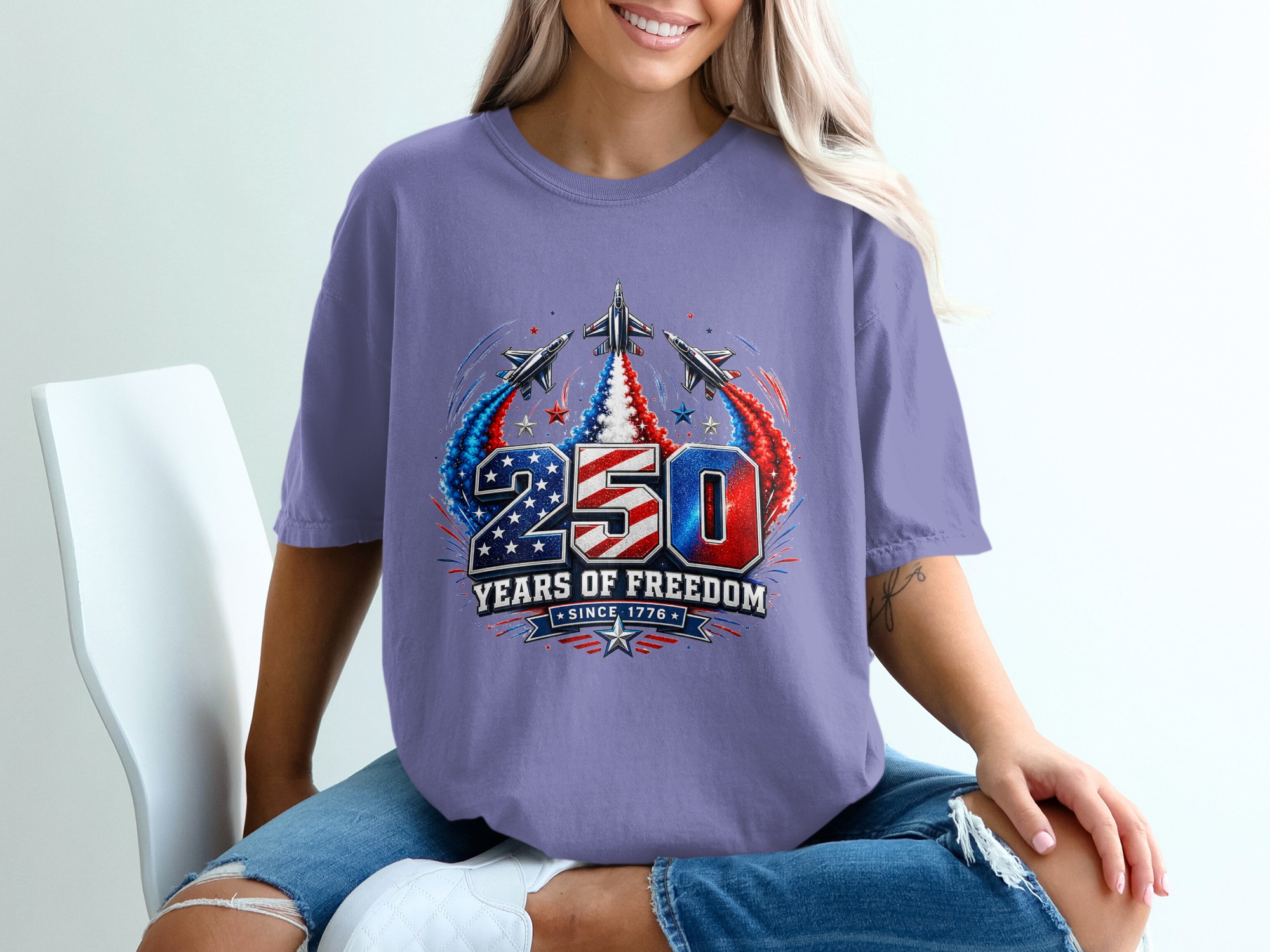 250 Years of Freedom T-Shirt | Patriotic US Independence Day Since 1776 Tee | Military Veteran American History Gift - Image 13