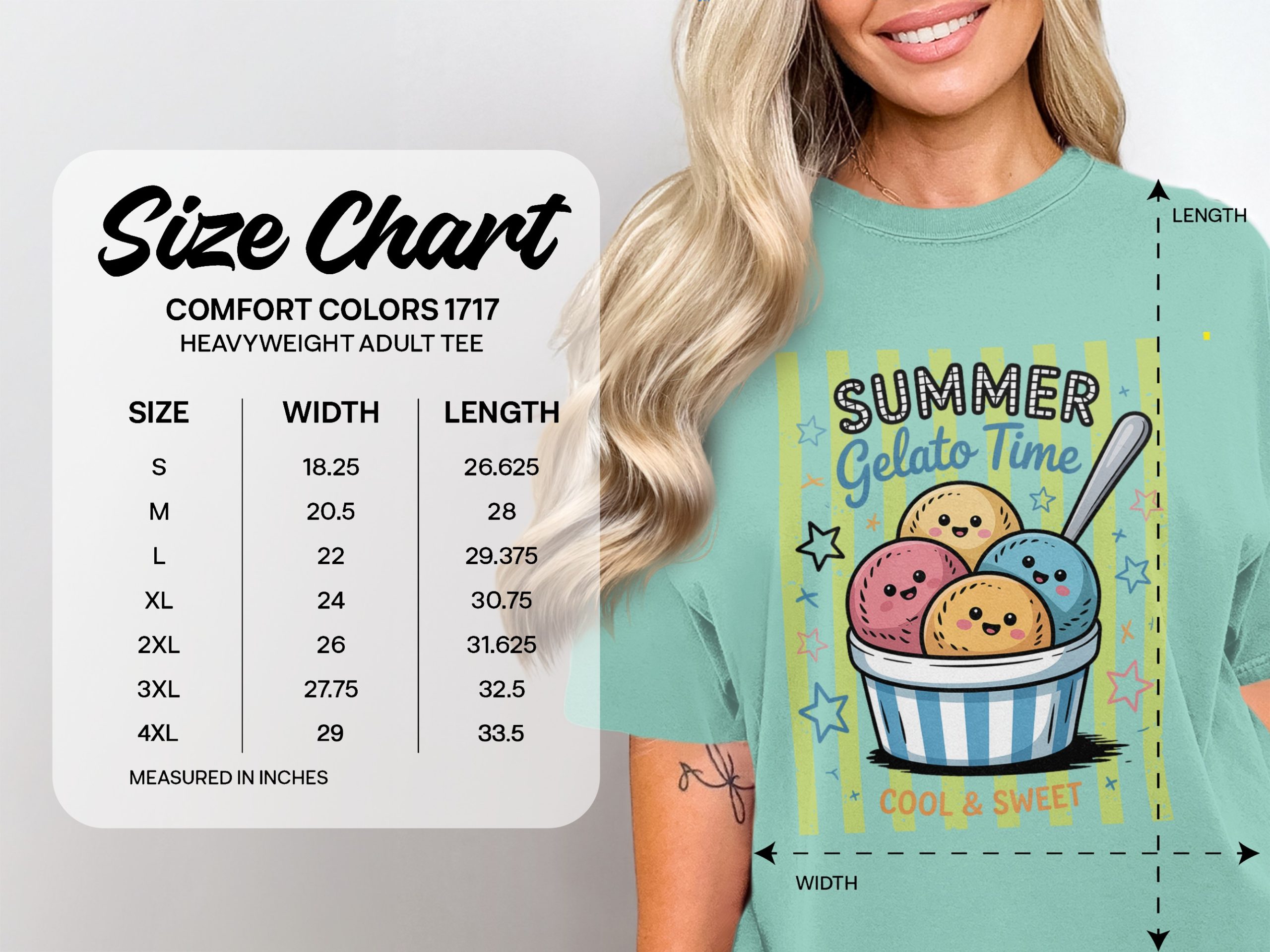 Comfort Colors® Summer Gelato Time T-Shirt, Cute Ice Cream Scoop Shirt, Kawaii Dessert Lover Tee, Foodie Vacation Gift, Sweet Apparel - Image 6