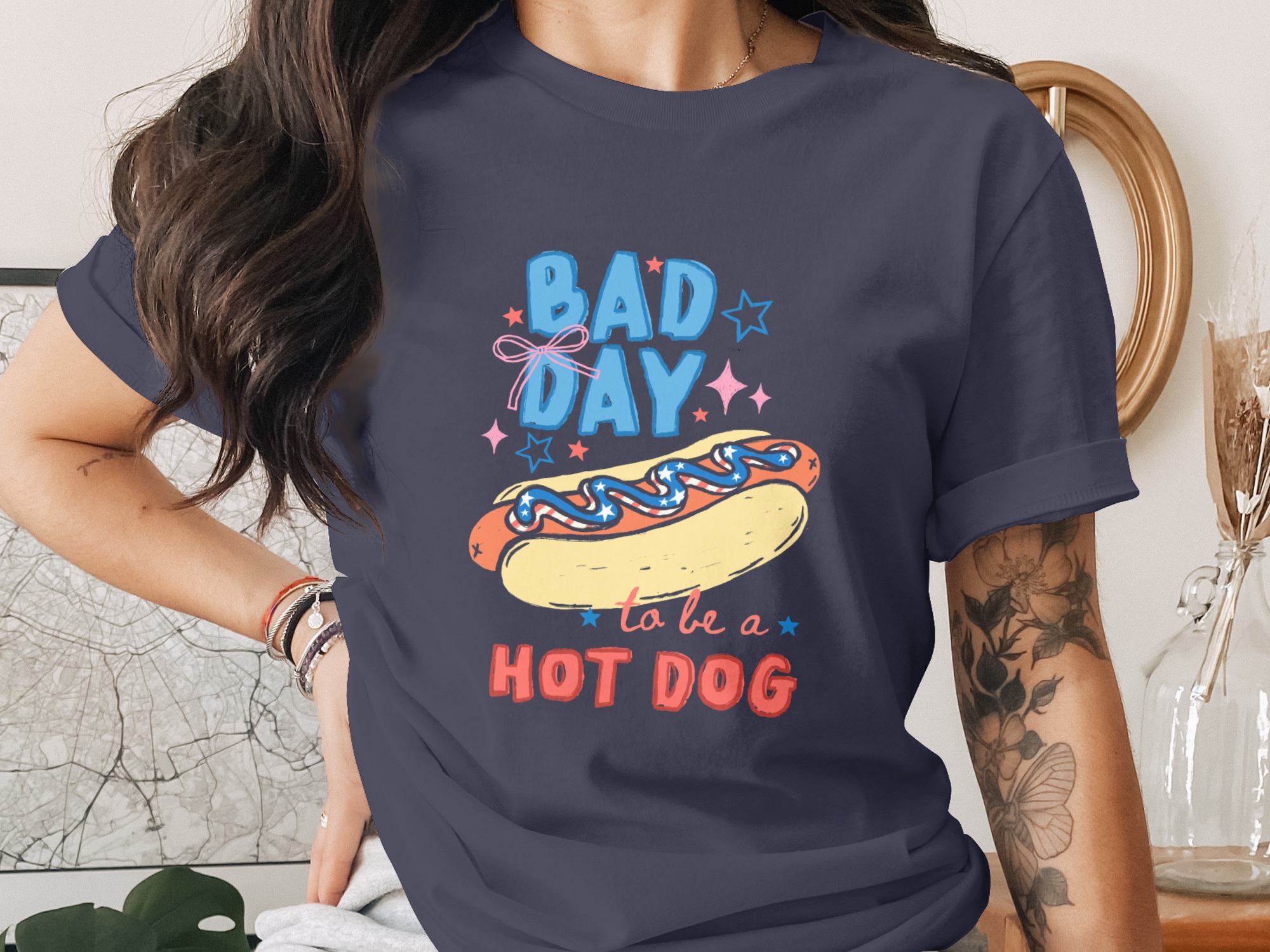 Bad Day To Be A Hot Dog Funny Patriotic T-Shirt, 4th of July Summer BBQ Tee, Humorous Foodie Pun Shirt, Grill Master Gift - Image 3