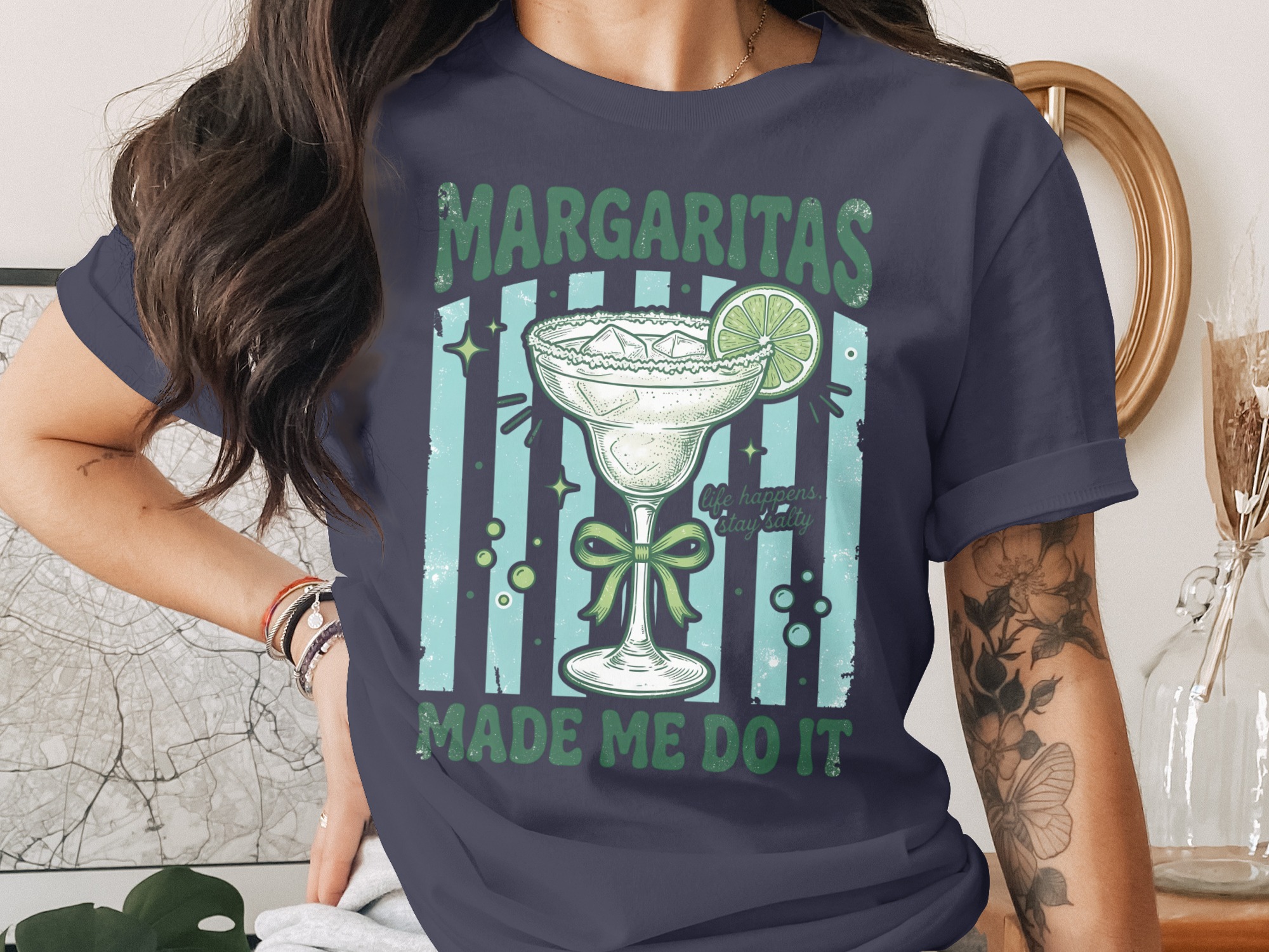 Margarita T-Shirt | Funny Drinking Shirt | Salty Life Vacation Tee | Bachelorette Party Gift for Her | Retro Cocktail Lover Summer Top - Image 2