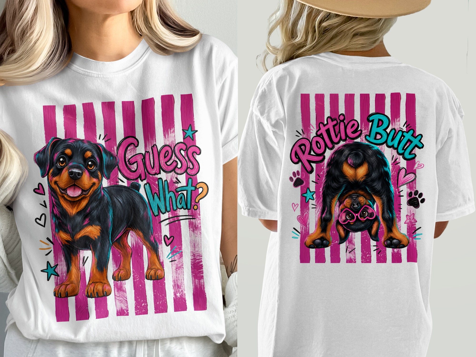 Rottweiler Puppy 'Guess What?' Comfort Colors ® T-Shirt | Cute Dog Lover Gift | Y2K Pink Grunge Tee