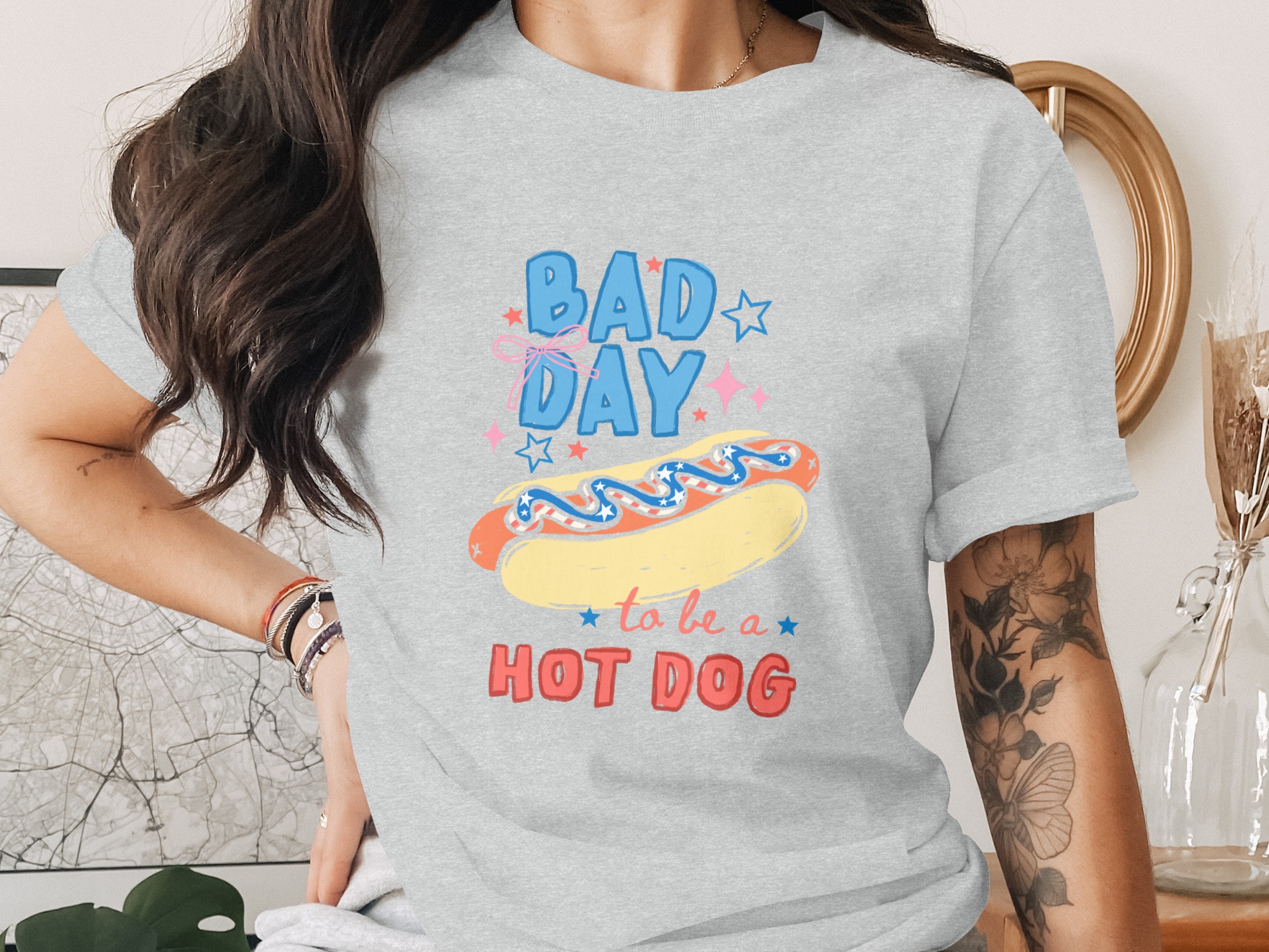 Bad Day To Be A Hot Dog Funny Patriotic T-Shirt, 4th of July Summer BBQ Tee, Humorous Foodie Pun Shirt, Grill Master Gift - Image 2