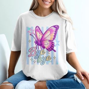 Y2K Butterfly Bye Bye T-Shirt, Comfort Colors ® Aesthetic Pastel Grunge Tee, Kawaii Whimsical Indie Graphic Shirt, Cute Trendy Gen Z Gift