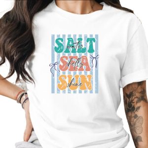 Salt Sea Sun T-Shirt | Beach Lover Tee | Summer Vacation Vibes | Coastal Graphic Shirt for Women | Retro Beachy Top