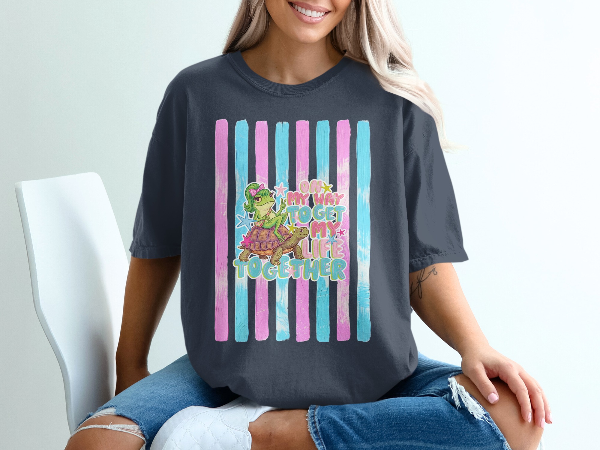 Comfort Colors ® Frog Turtle T-Shirt, On My Way To Get My Life Together Tee, Funny Adulting Shirt, Whimsical Animal Lover Gift, Cute Pastel - Image 12