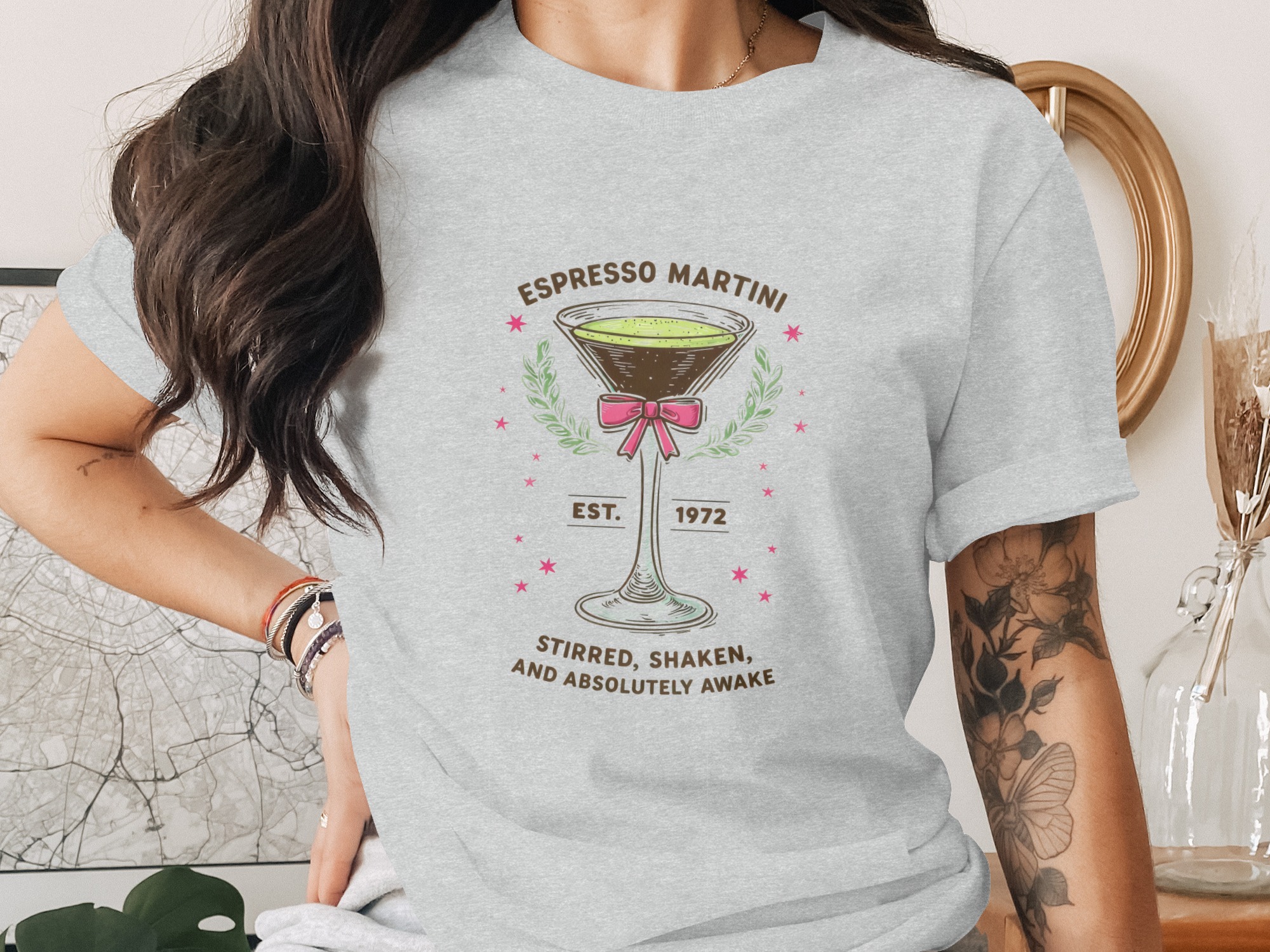 Comfort Colors® Espresso Martini T-Shirt, Retro Cocktail Lover Tee, Est 1972 Drink Shirt, Stirred Shaken Absolutely Awake Coffee Martini - Image 2