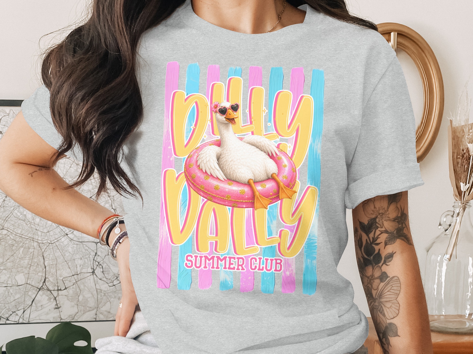 Comfort Colors ® Silly Sally Summer Club T-Shirt, Funny Goose Tee, Cute Heart Sunglasses Graphic, Retro Summer Vibe Shirt, Vacation Lake - Image 2