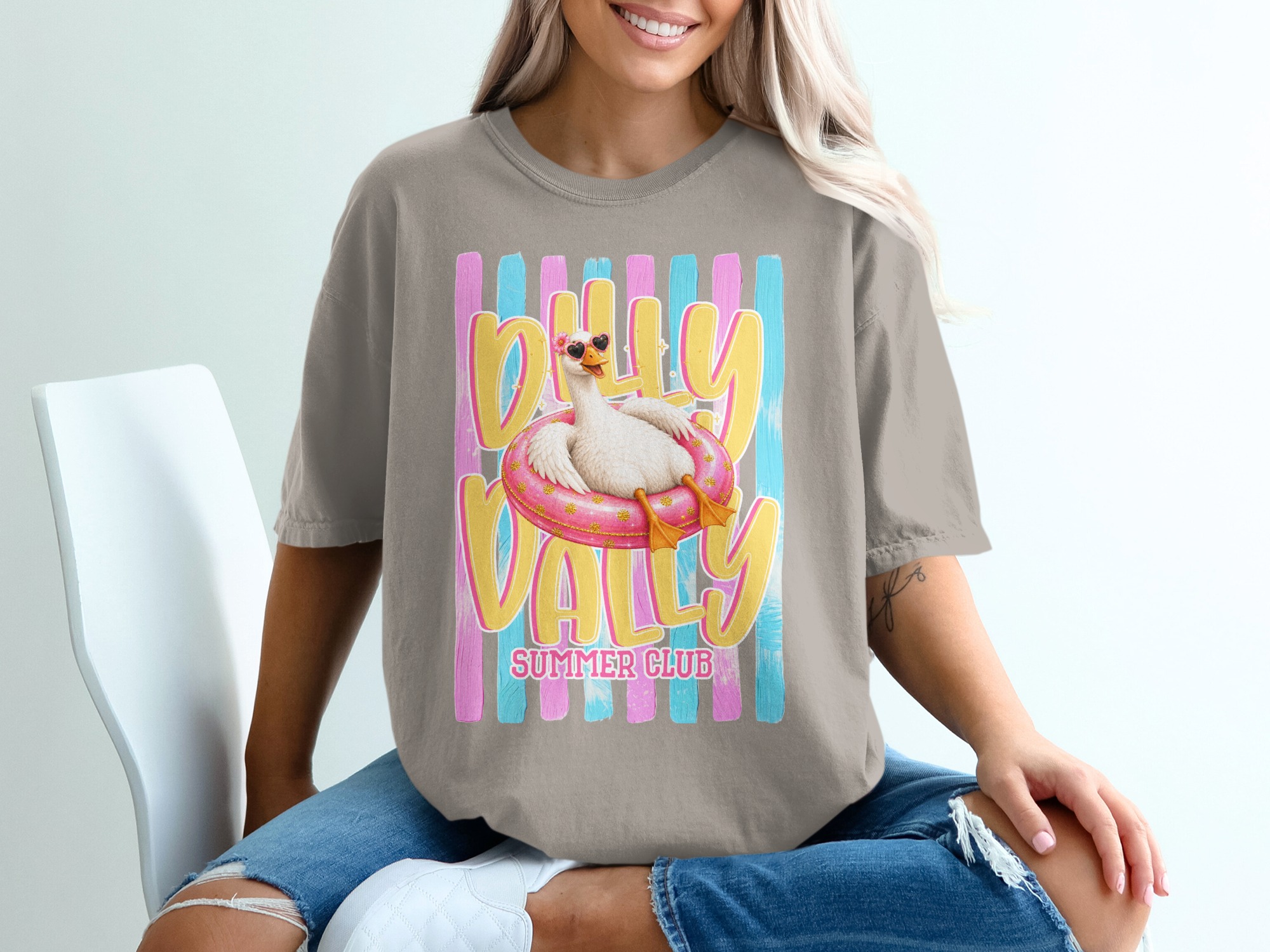 Comfort Colors ® Silly Sally Summer Club T-Shirt, Funny Goose Tee, Cute Heart Sunglasses Graphic, Retro Summer Vibe Shirt, Vacation Lake - Image 11