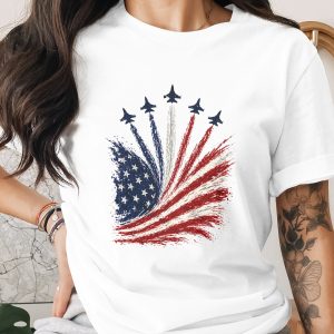 Patriotic American Flag T-Shirt, Fighter Jet Military Shirt, Comfort Colors ® USA Distressed Flag Tee, 4th of July, Veterans Day Gift