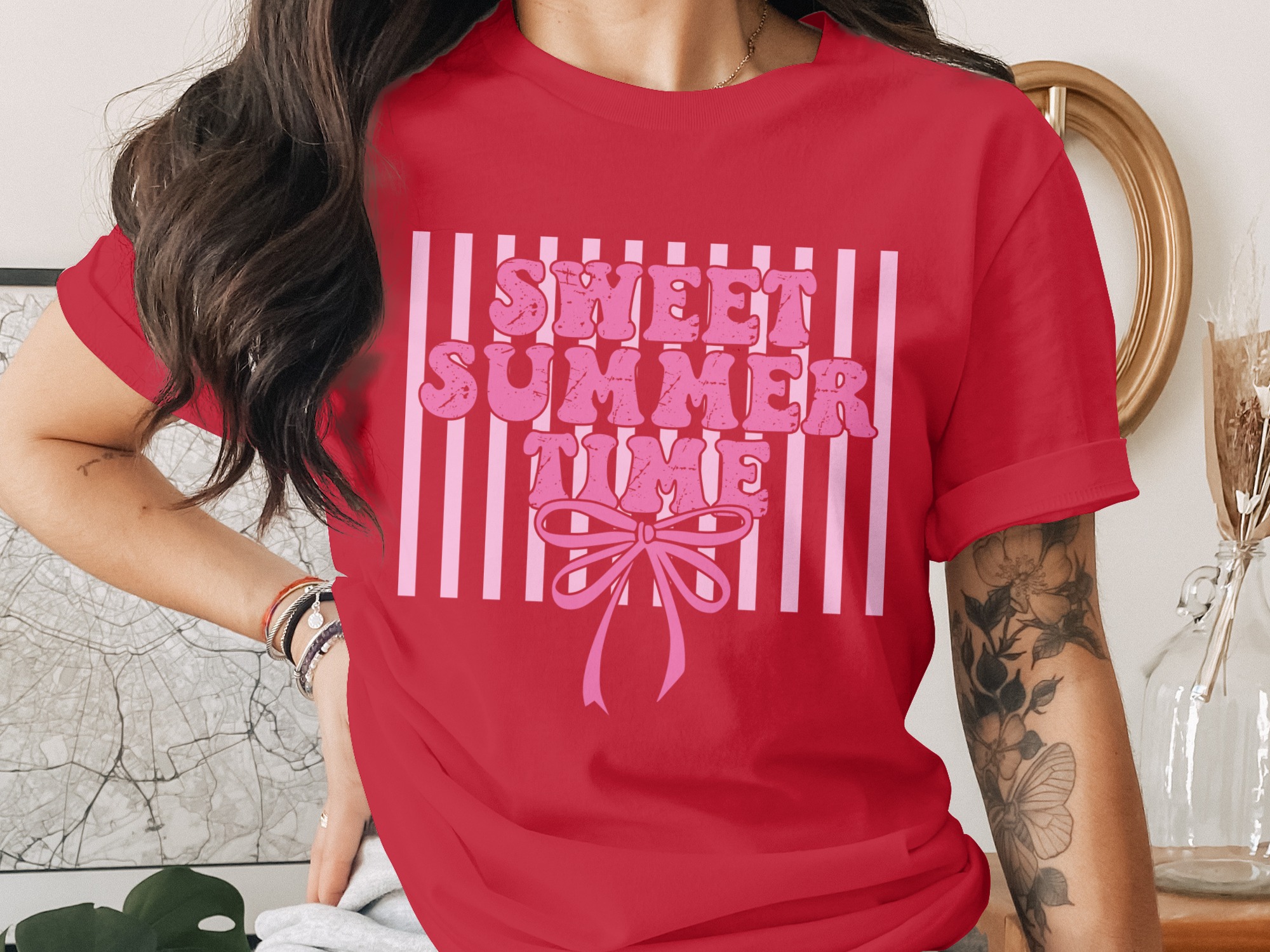 Sweet Summer Time T-Shirt, Retro Pink Vibe Tee, Y2K Aesthetic Vacation Top, Beach Trip Outfit Gift For Her - Image 4
