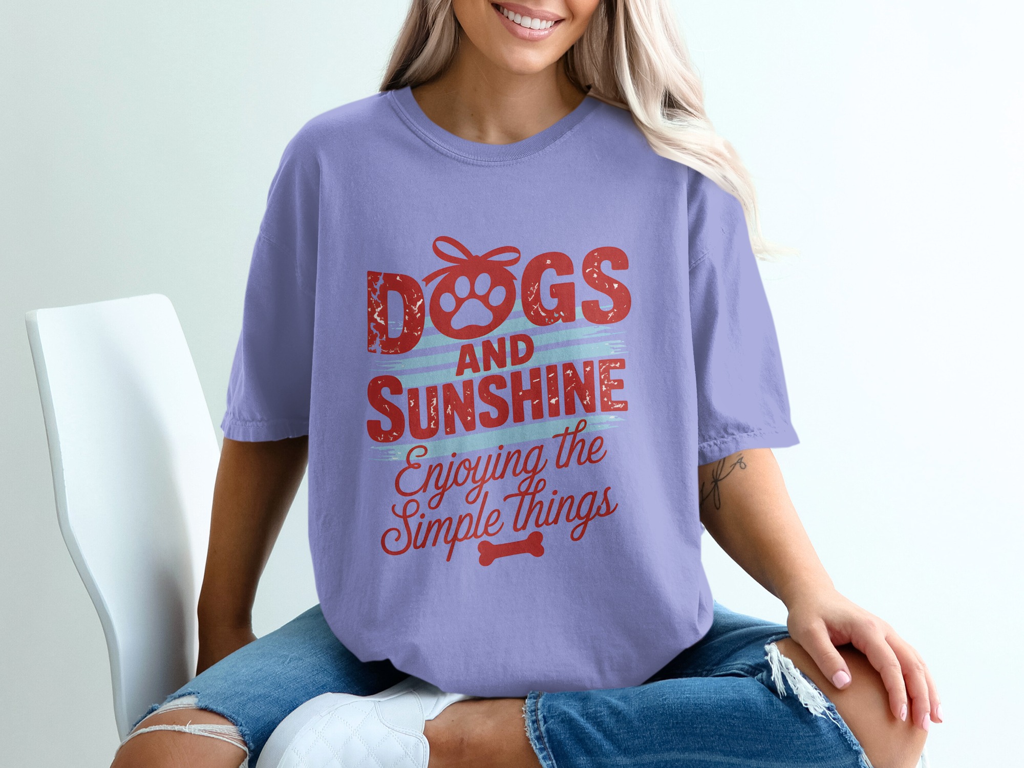 Dogs and Sunshine T-Shirt | Enjoying Simple Things Dog Lover Tee | Pet Parent Gift Shirt | Cozy Canine Life Apparel | Dog Mom Gift Top - Image 18