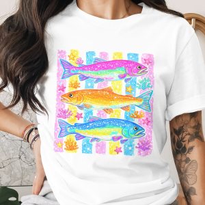 Sparkly Rainbow Fish T-Shirt, Colorful Kawaii Ocean Comfort Colors ® Tee, Y2K Aesthetic Vibrant Marine Life Shirt, Cute Summer Gift For Her