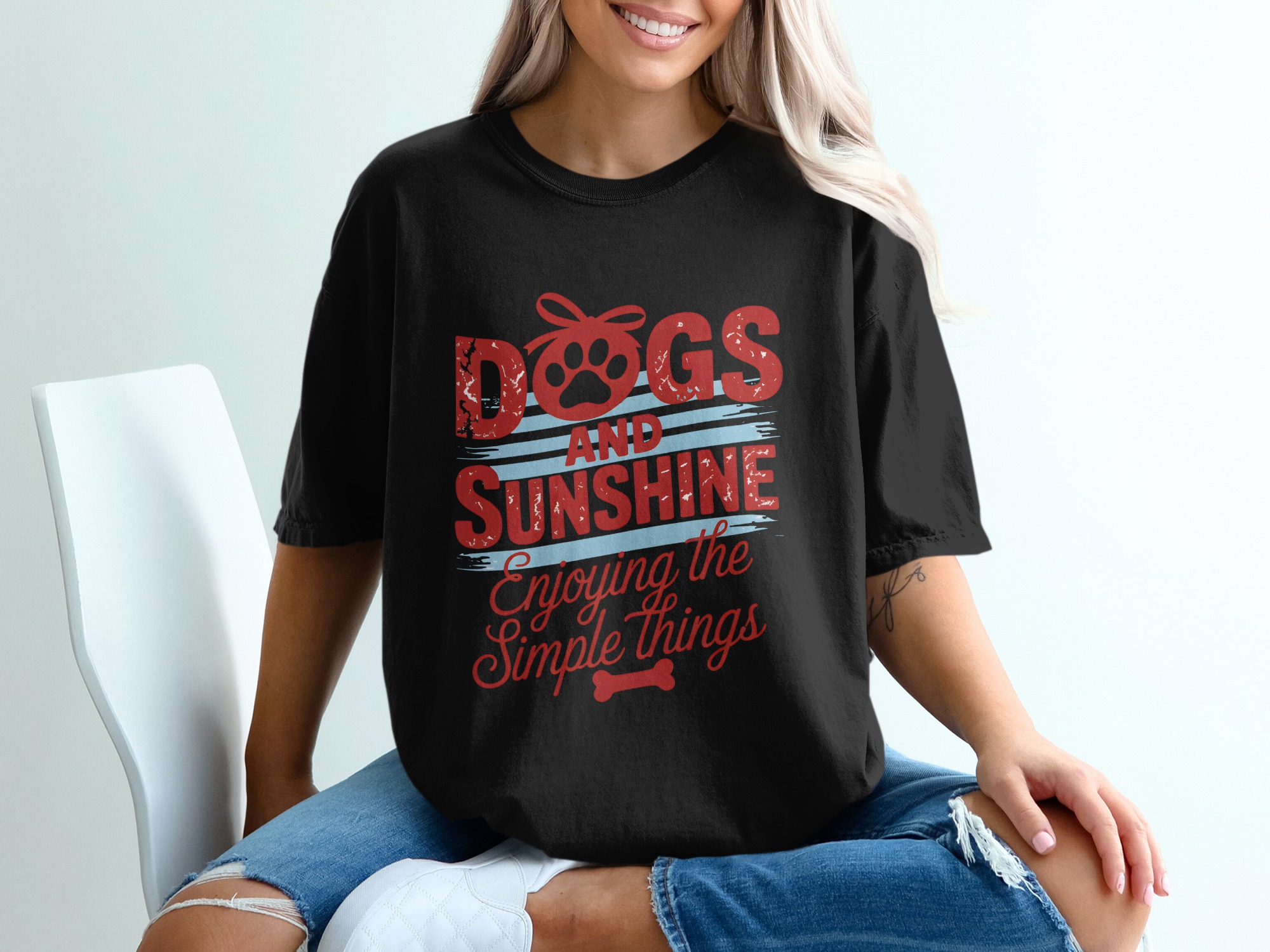Dogs and Sunshine T-Shirt | Enjoying Simple Things Dog Lover Tee | Pet Parent Gift Shirt | Cozy Canine Life Apparel | Dog Mom Gift Top - Image 8
