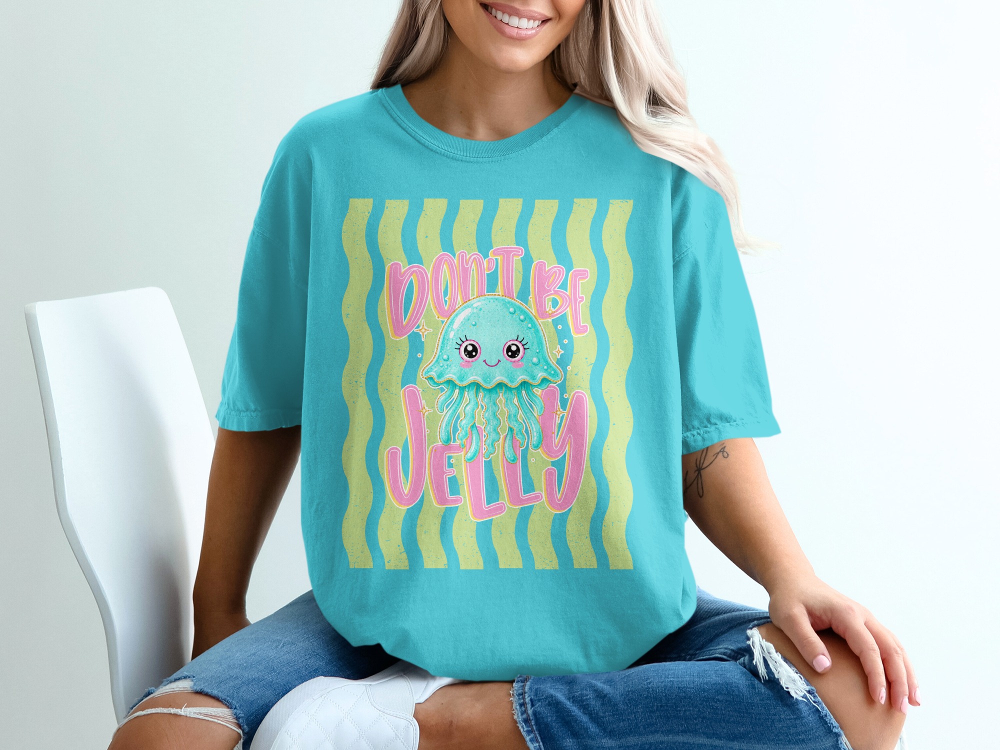 Comfort Colors® Don't Be Jelly T-Shirt, Cute Jellyfish Tee, Funny Ocean Pun Shirt, Summer Vacation Aesthetic, Kawaii Sea Creature Gift - Image 9