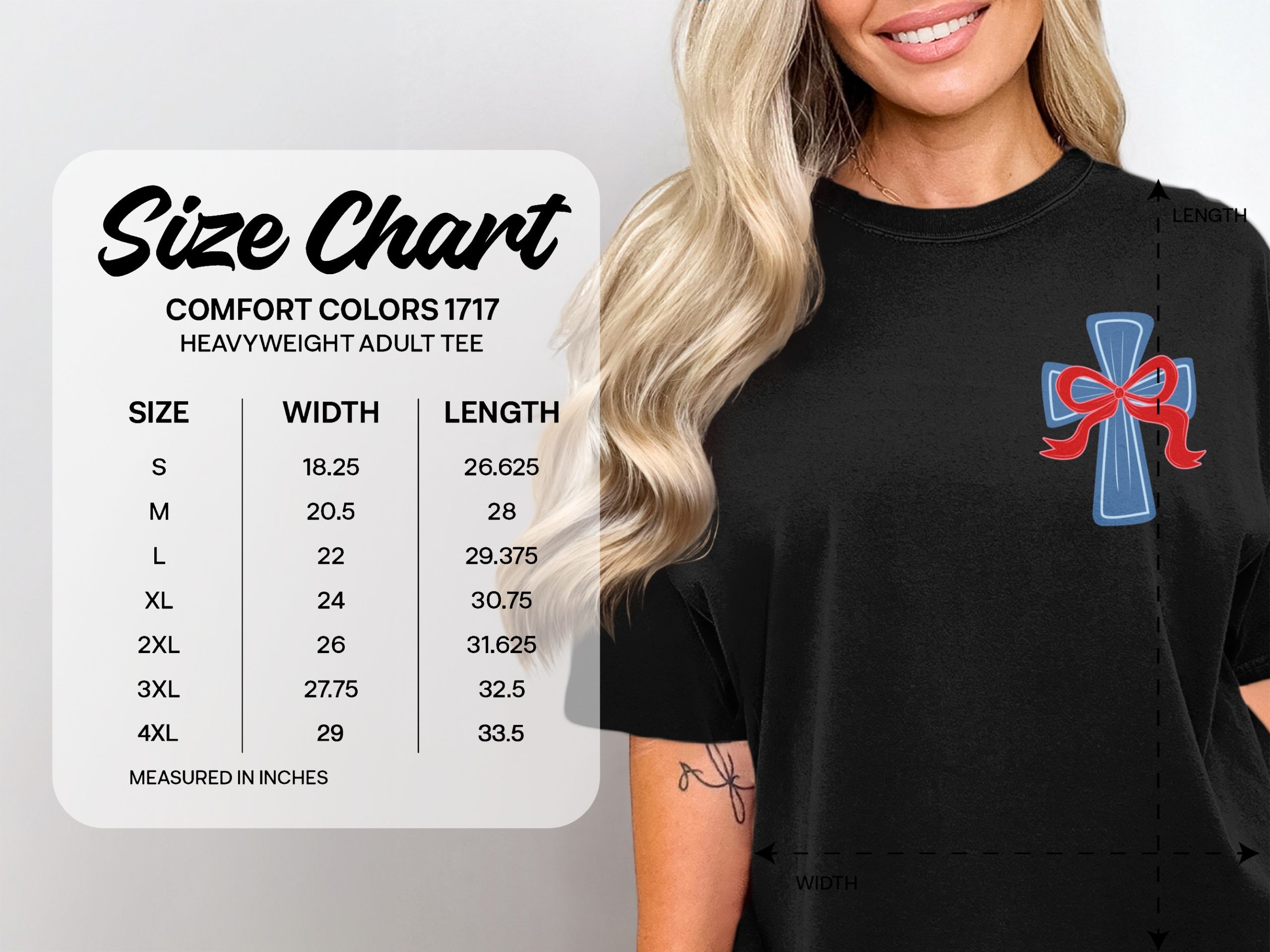 Patriotic Christian T-Shirt, God Shed His Grace Tee, Comfort Colors 1717® Front Back Design, Americana Faith Shirt, USA Cross Tee, Religious - Image 4
