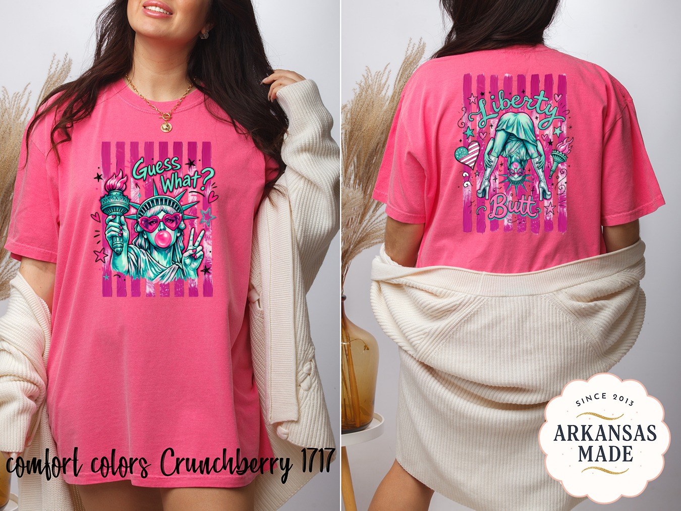 Statue of Liberty T-Shirt, Comfort Colors ® Y2K Pop Art Tee, Sassy Bubblegum Peace Sign, Trendy Heart Glasses, Fun Patriotic Gift for Her - Image 4