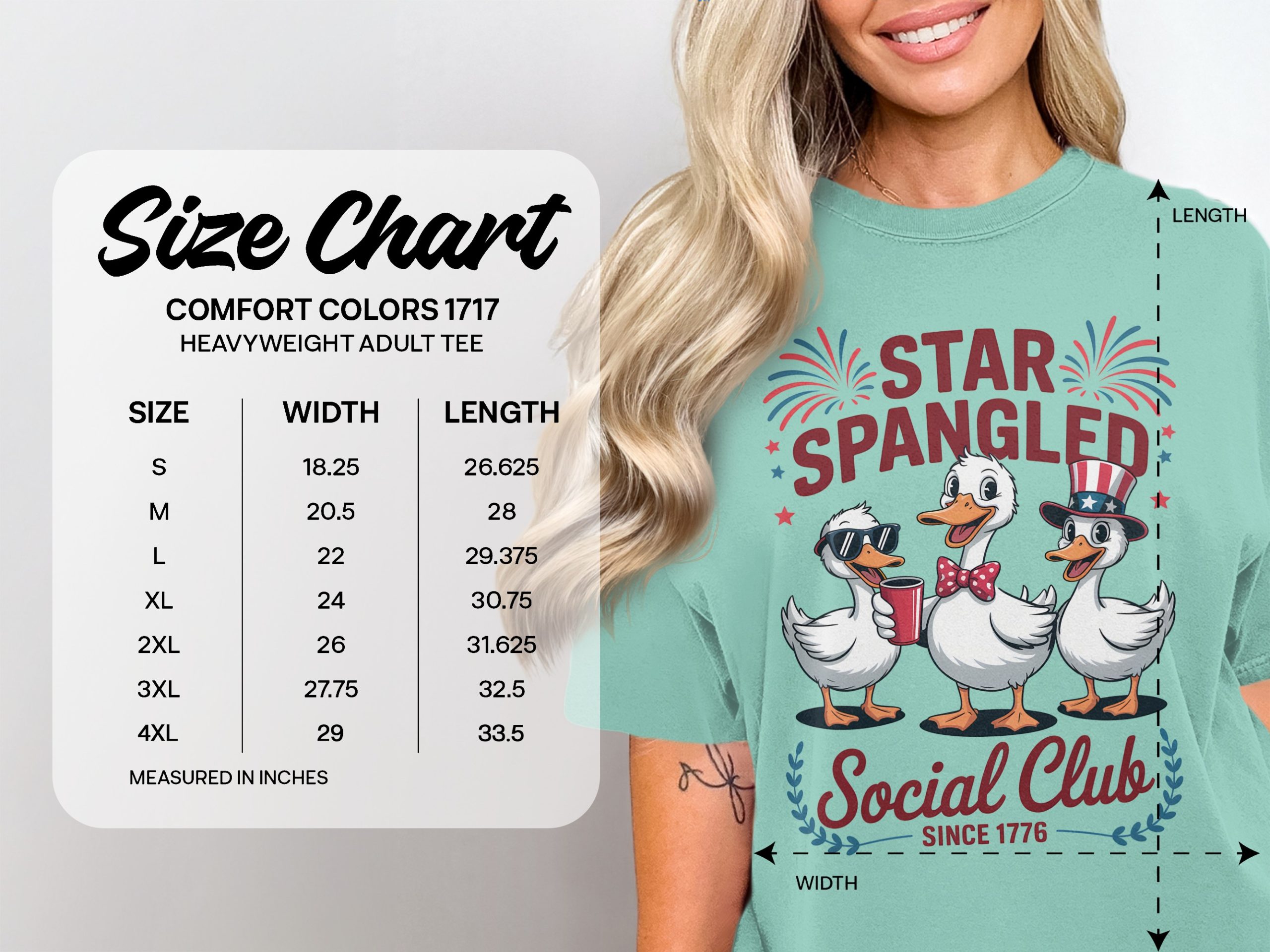Star Spangled Social Club T-Shirt, Comfort Colors ® Patriotic Duck Tee, Funny 4th of July Americana Shirt, Since 1776 USA Gift - Image 4
