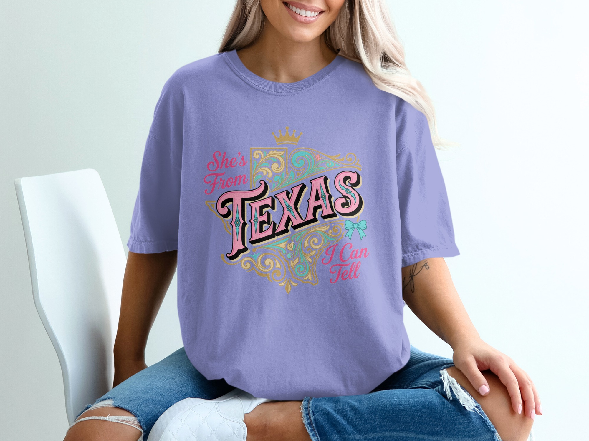 Texas T-Shirt She's From Texas I Can Tell Tee, Southern Belle Texas Shirt, Cute Western Style Texas Girl Gift, State Pride Top, Texas Crown - Image 18