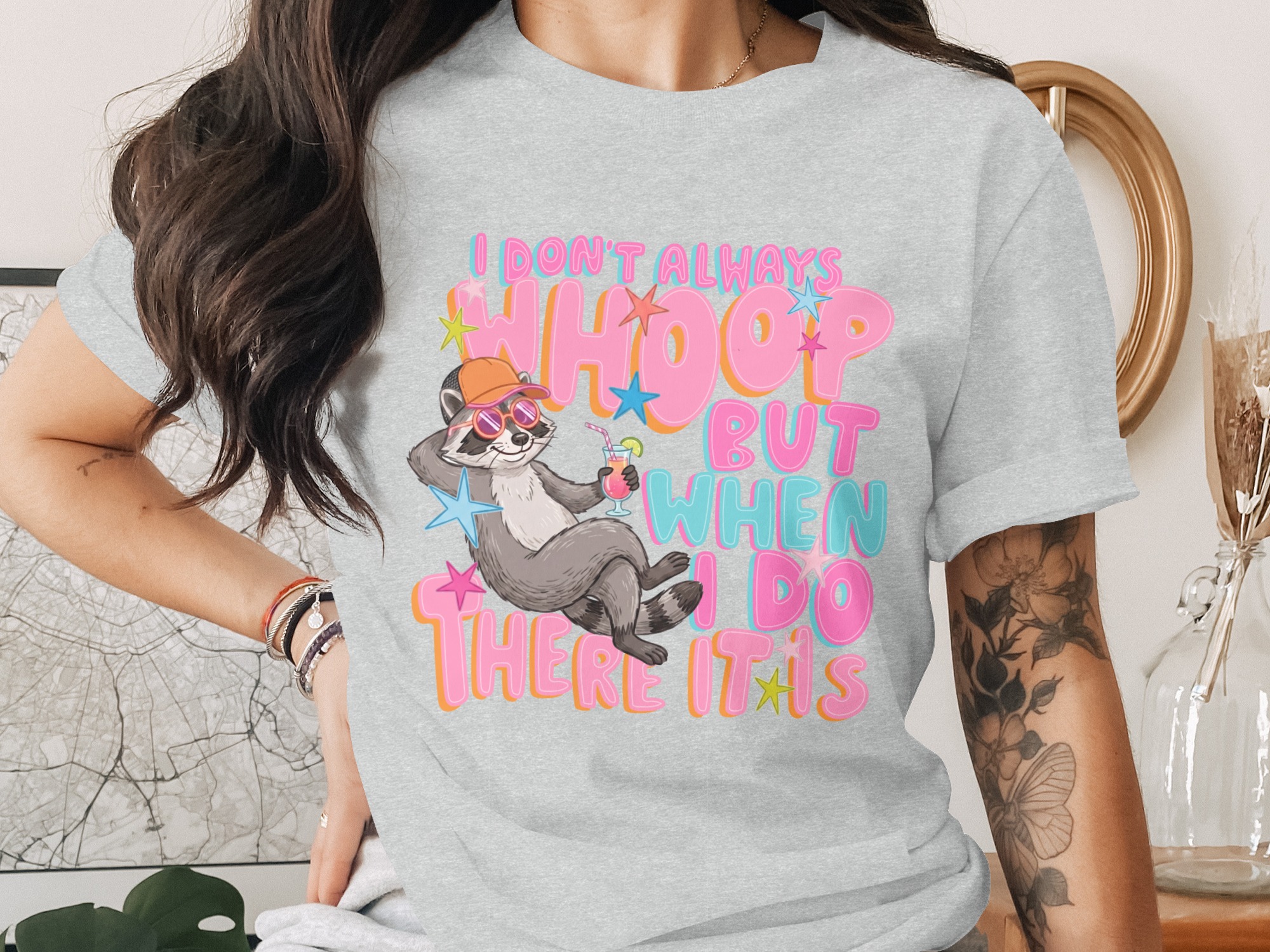 I Don't Always Whoop T-Shirt, Funny Raccoon Retro Party Tee, Girls Trip Vacation Shirt, Humorous Whoop It Up Gift for Her - Image 2