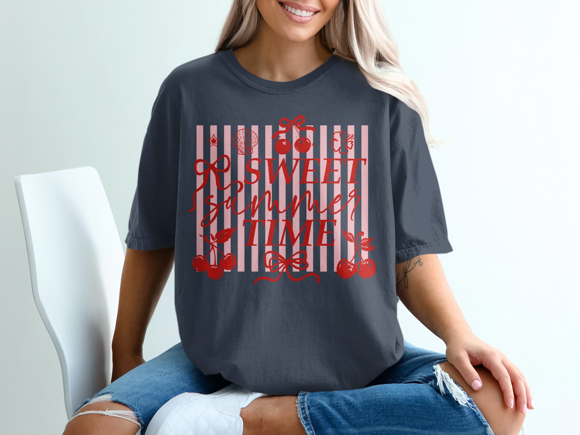 Sweet Summer Time Cherry T-Shirt, Retro Summer Vacation Tee, Cute Coquette Aesthetic Beach Vibes Shirt, Gift For Her - Image 12