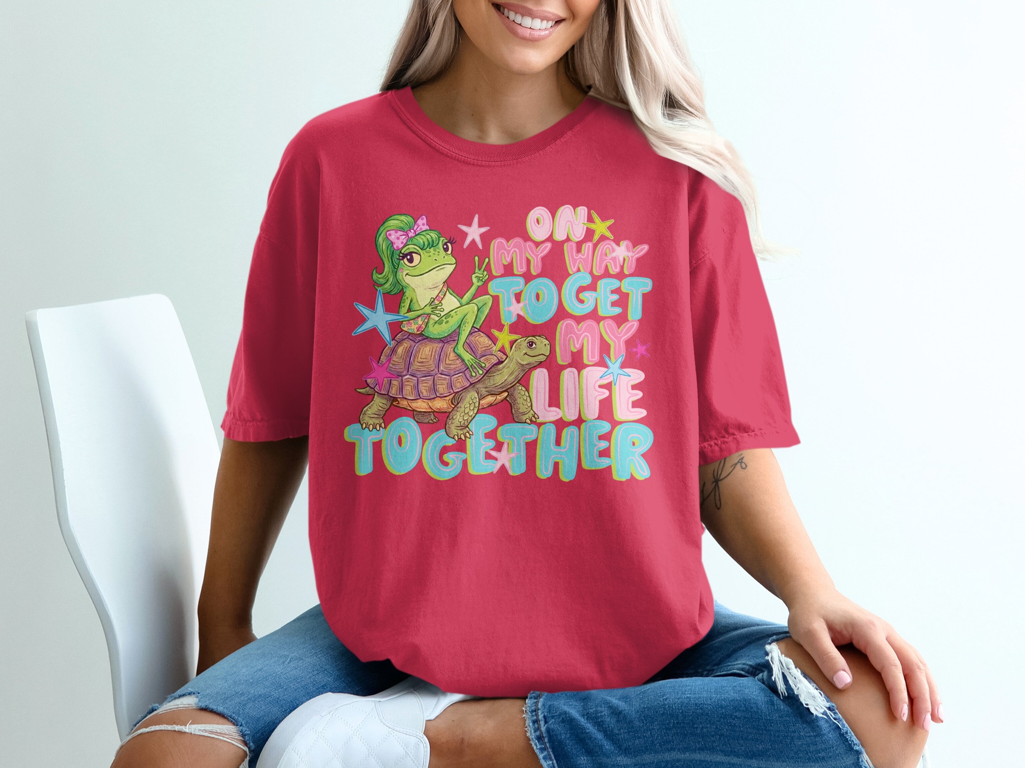 On My Way To Get My Life Together Frog Turtle T-Shirt, Cute Whimsical Meme Shirt, Funny Relatable Animal Tee, Y2K Aesthetic Gift - Image 14