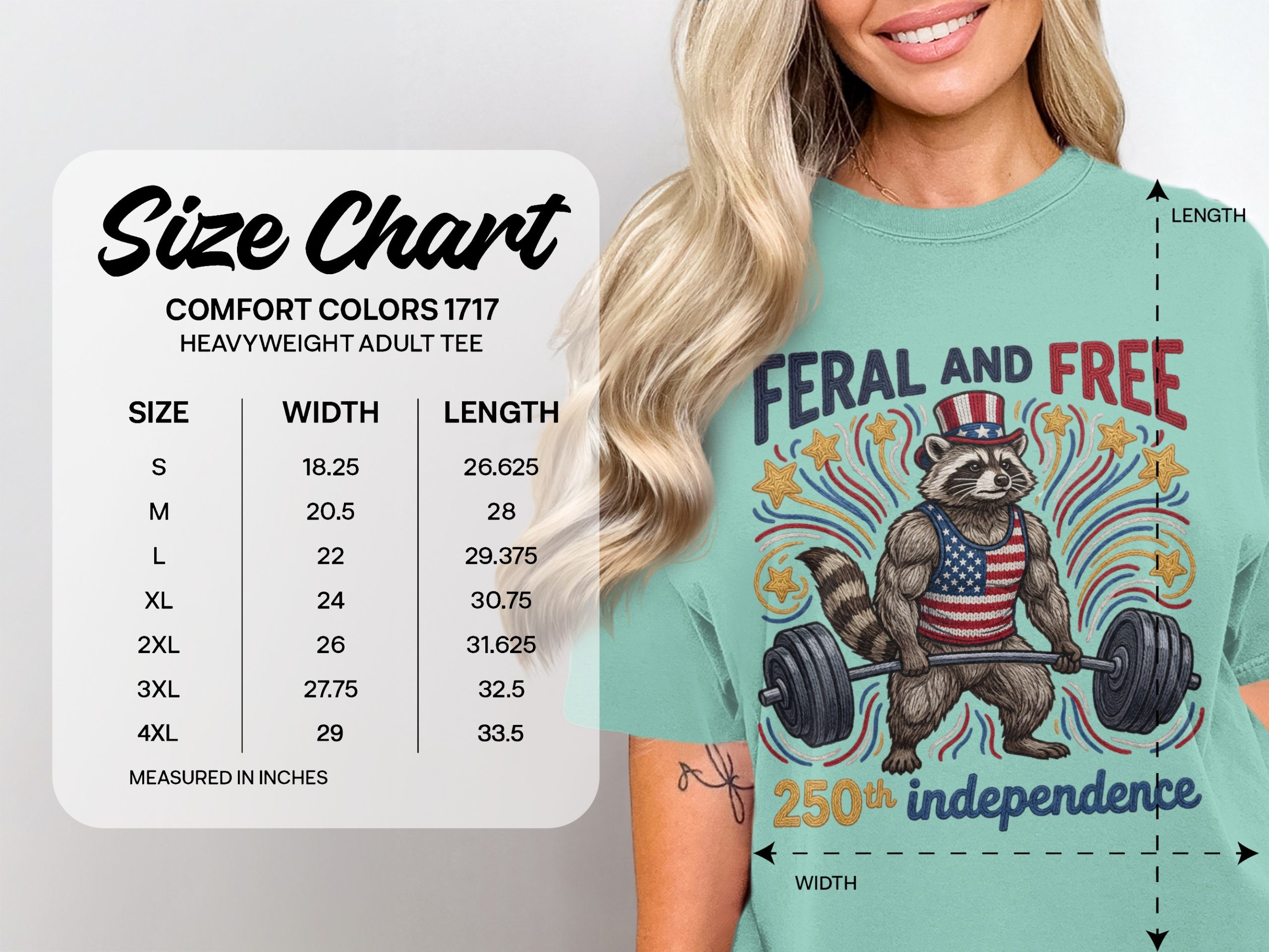 Feral and Free Raccoon T-Shirt, Patriotic Gym Raccoon Tee, 250th Independence Day Shirt, American Flag Weightlifting Shirt - Image 6