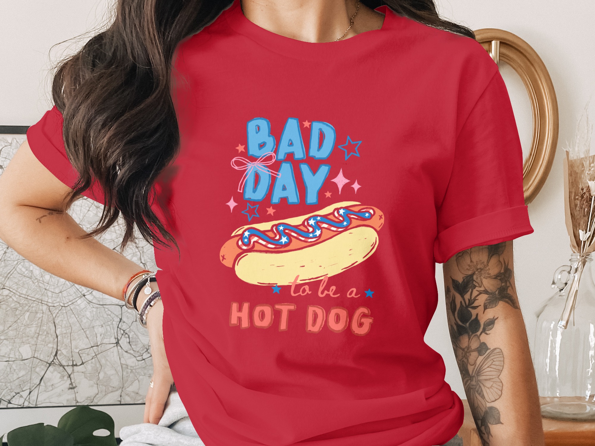 Bad Day To Be A Hot Dog Funny Patriotic T-Shirt, 4th of July Summer BBQ Tee, Humorous Foodie Pun Shirt, Grill Master Gift - Image 4
