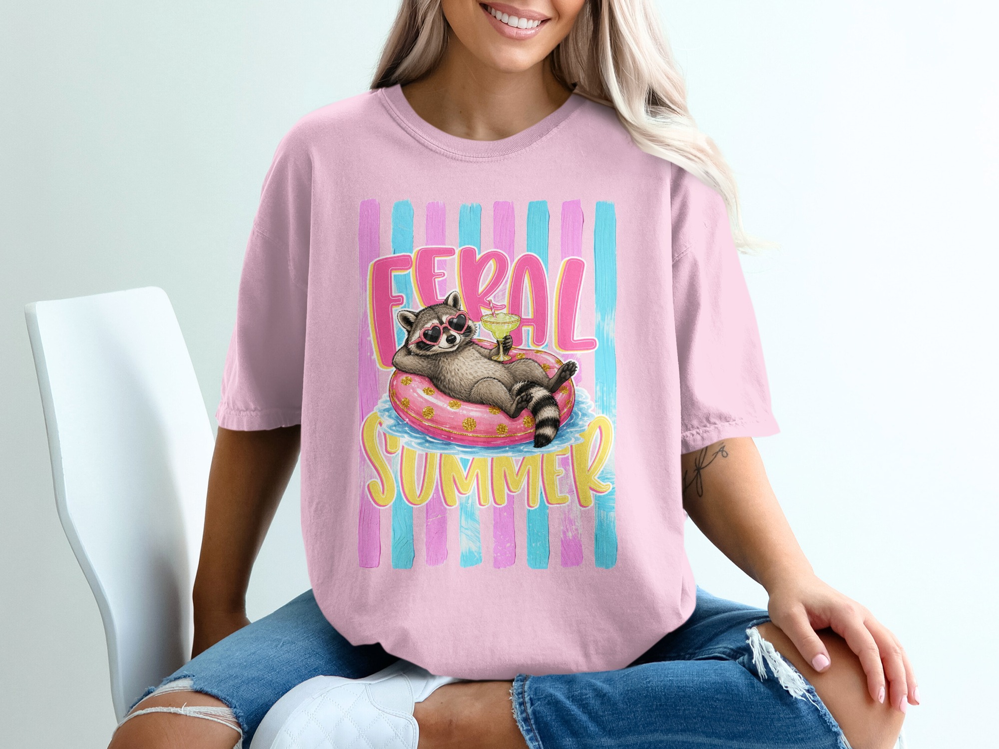 Comfort Colors ® Feral Summer Raccoon T-Shirt, Funny Margarita Raccoon Tee, Summer Vacation Animal Lover Gift, Quirky Beachy Shirt for Her - Image 17