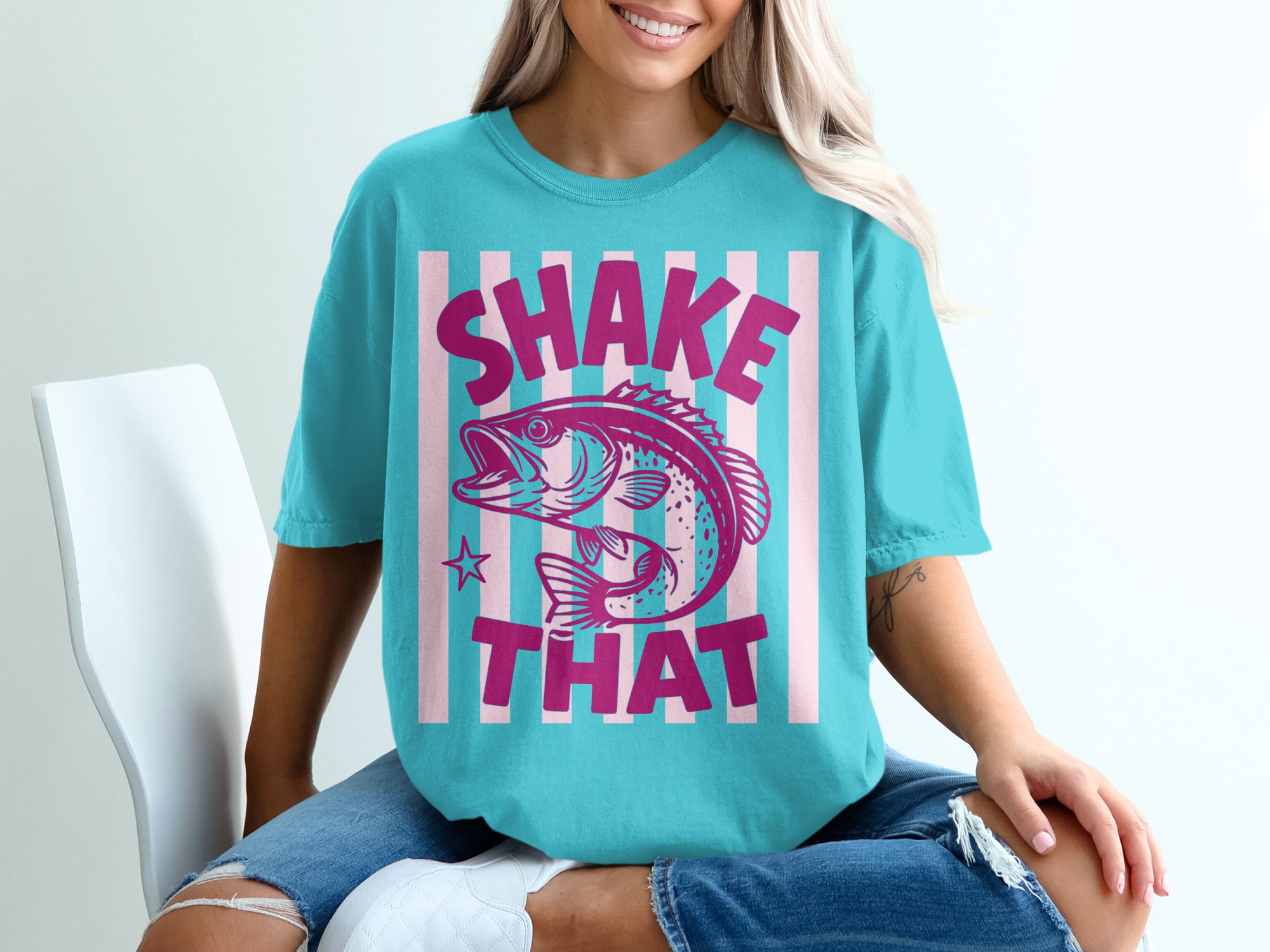 Comfort Colors® Shake That Bass Fishing T-Shirt, Funny Angler Shirt, Lake Life Tee, Boating Vacation Outfit, Outdoors Gift - Image 9