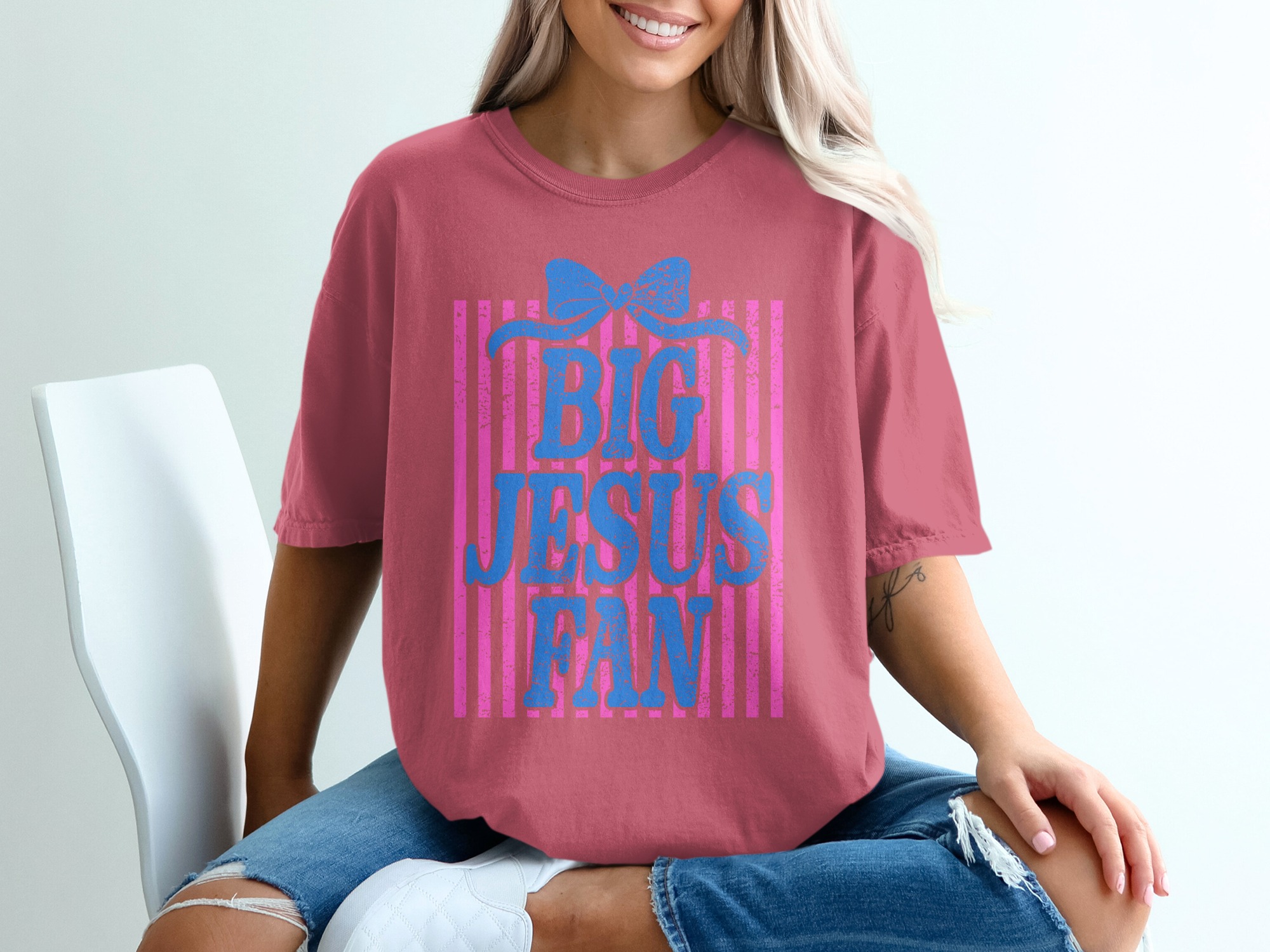 Comfort Colors® Big Jesus Fan T-Shirt, Christian Faith Shirt, Religious Gift for Her, Cute Jesus Tee, Church Outfit, Easter Shirt, Spiritual - Image 15