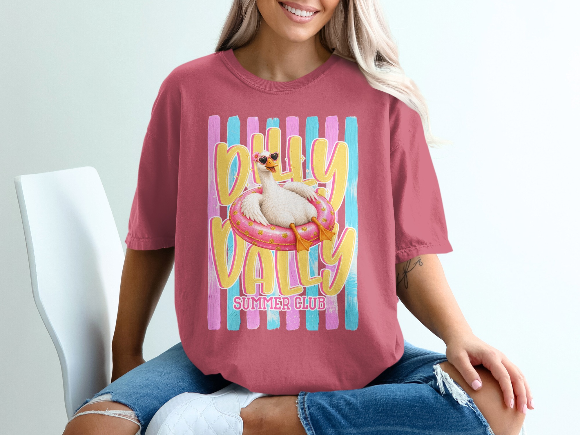 Comfort Colors ® Silly Sally Summer Club T-Shirt, Funny Goose Tee, Cute Heart Sunglasses Graphic, Retro Summer Vibe Shirt, Vacation Lake - Image 15