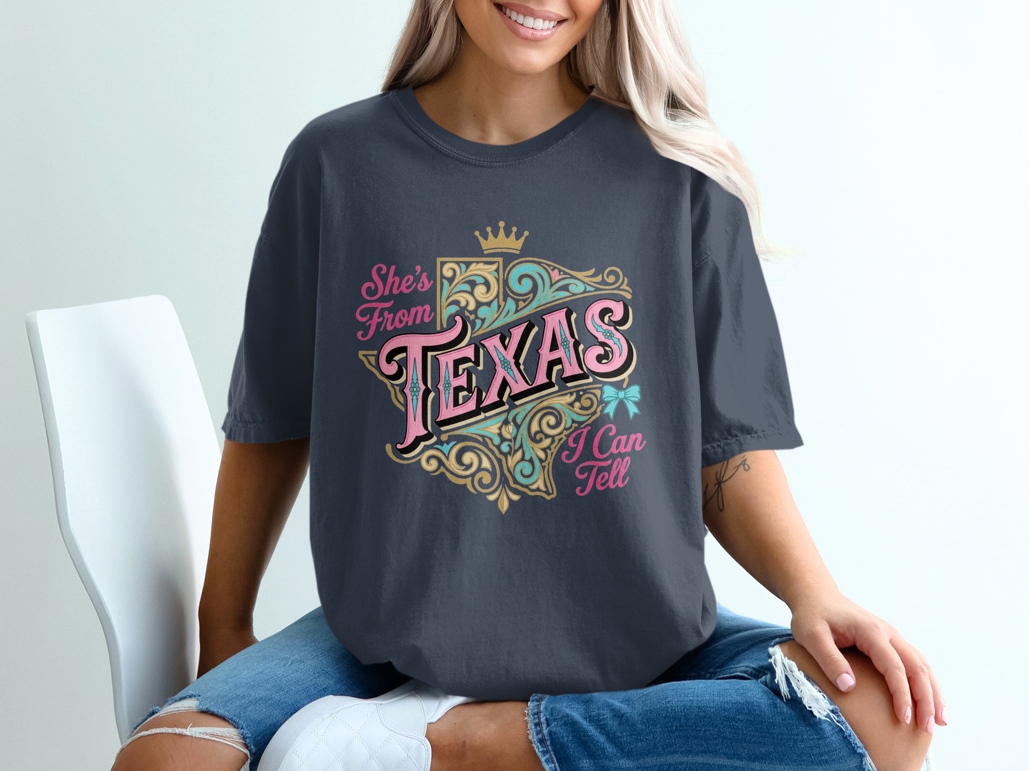 Texas T-Shirt She's From Texas I Can Tell Tee, Southern Belle Texas Shirt, Cute Western Style Texas Girl Gift, State Pride Top, Texas Crown - Image 12