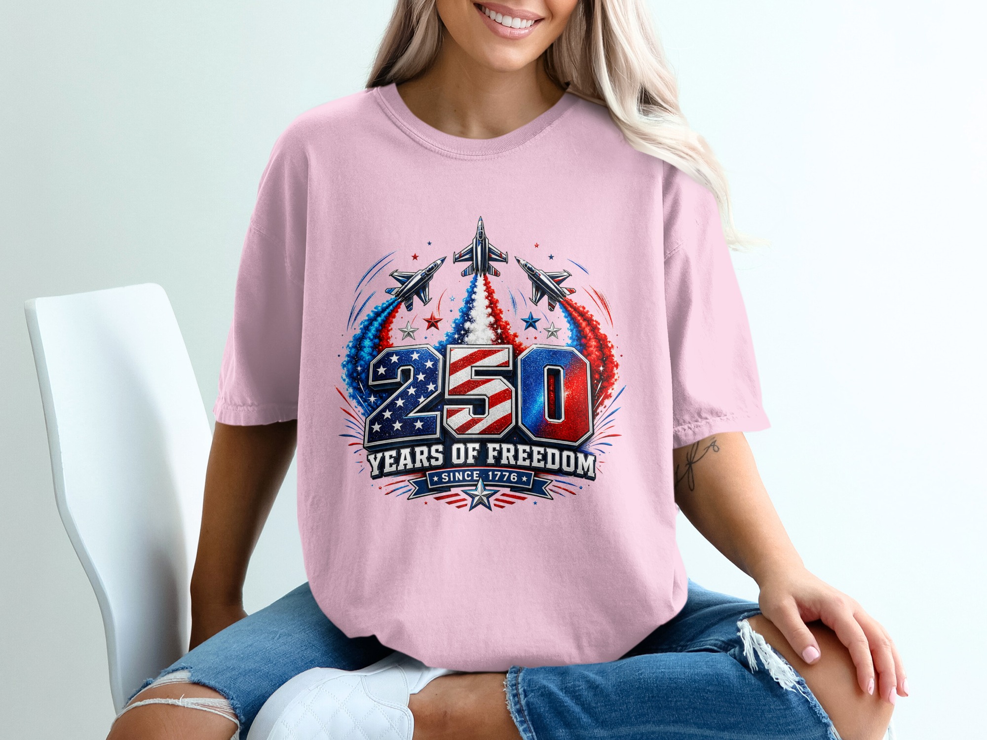 250 Years of Freedom T-Shirt | Patriotic US Independence Day Since 1776 Tee | Military Veteran American History Gift - Image 17