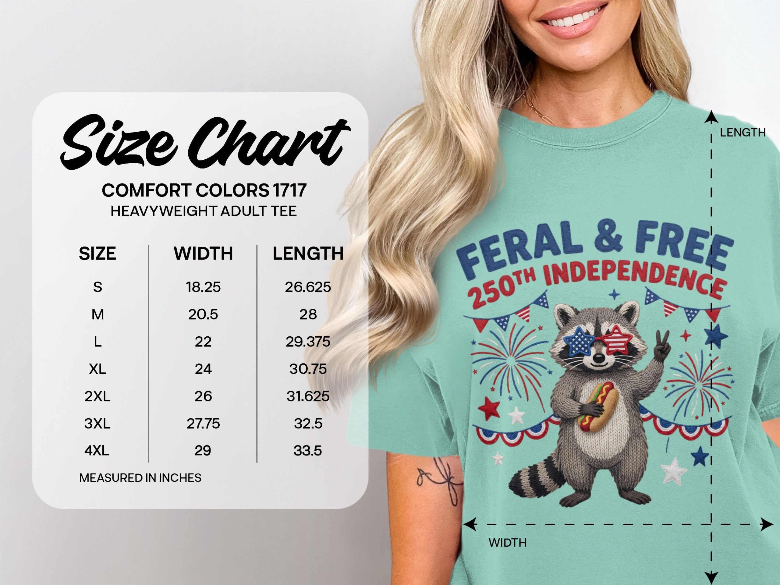 Feral Free Independence T-Shirt, Raccoon Fourth of July Tee, Patriotic Animal Shirt, 250th USA Celebration Gift Idea - Image 6