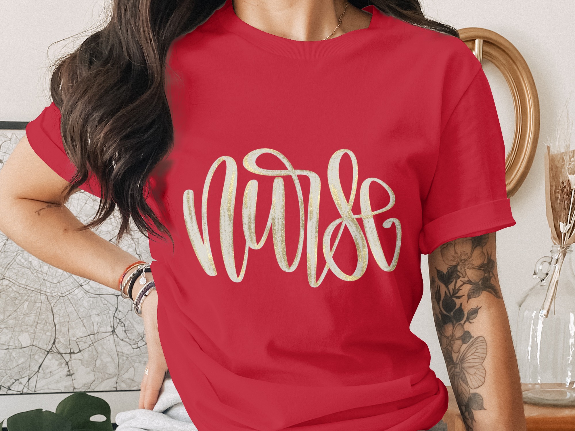 Nurse T-Shirt | Faux Gold Glitter Nurse Gift for RN Graduation & Appreciation Week | Healthcare Worker Tee - Image 4