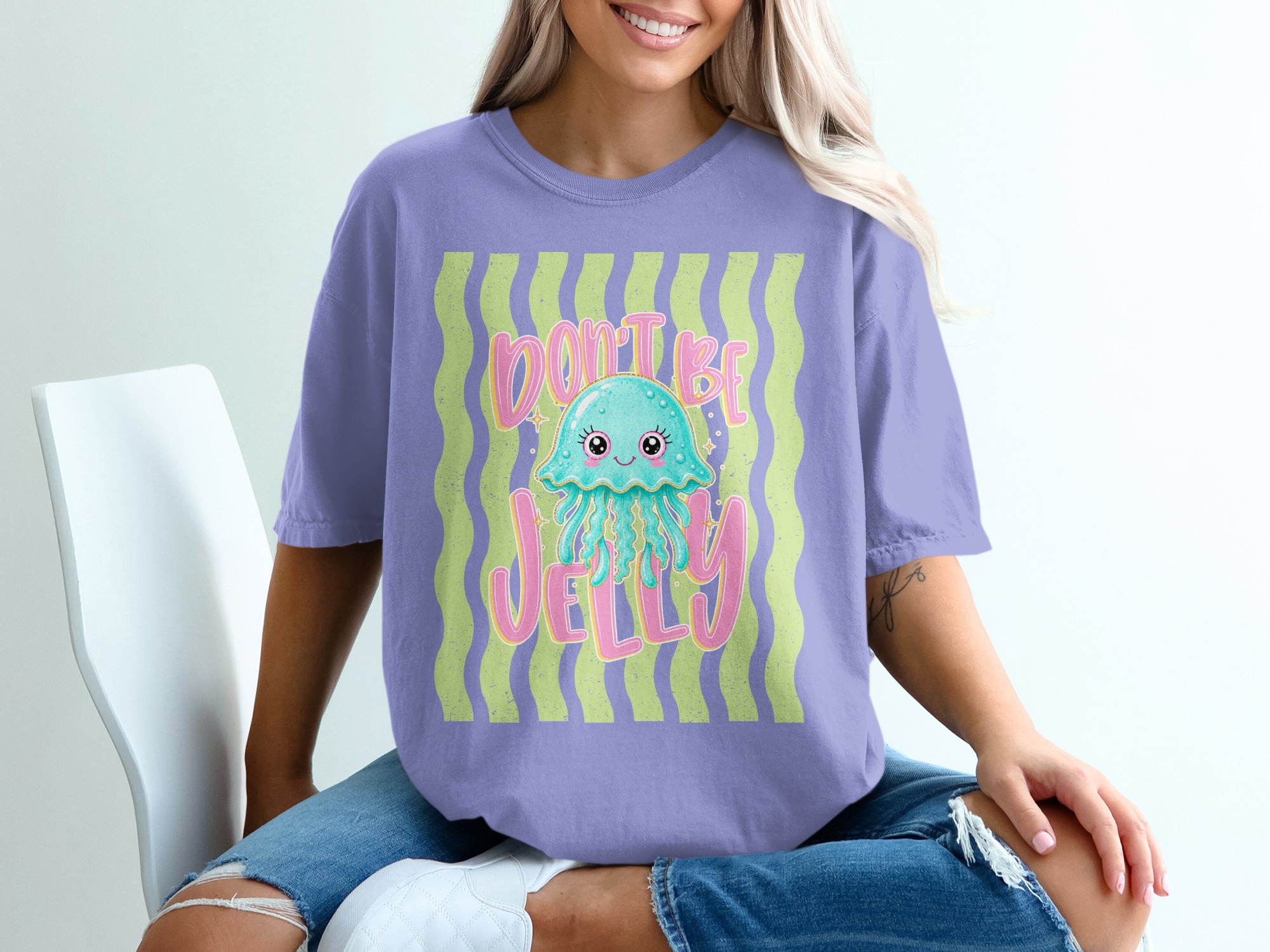 Comfort Colors® Don't Be Jelly T-Shirt, Cute Jellyfish Tee, Funny Ocean Pun Shirt, Summer Vacation Aesthetic, Kawaii Sea Creature Gift - Image 18