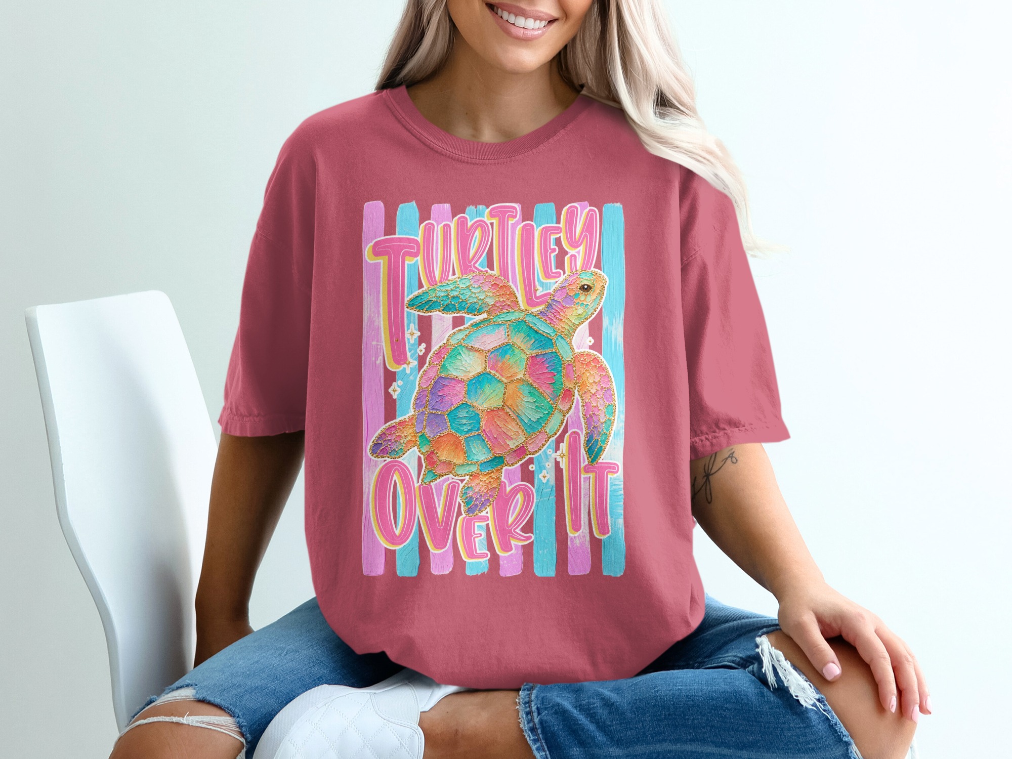 Comfort Colors ® Turtley Over It Sea Turtle T-Shirt, Funny Beach Vibe Tee, Sarcastic Ocean Lover Top, Colorful Summer Vacation Gift - Image 15