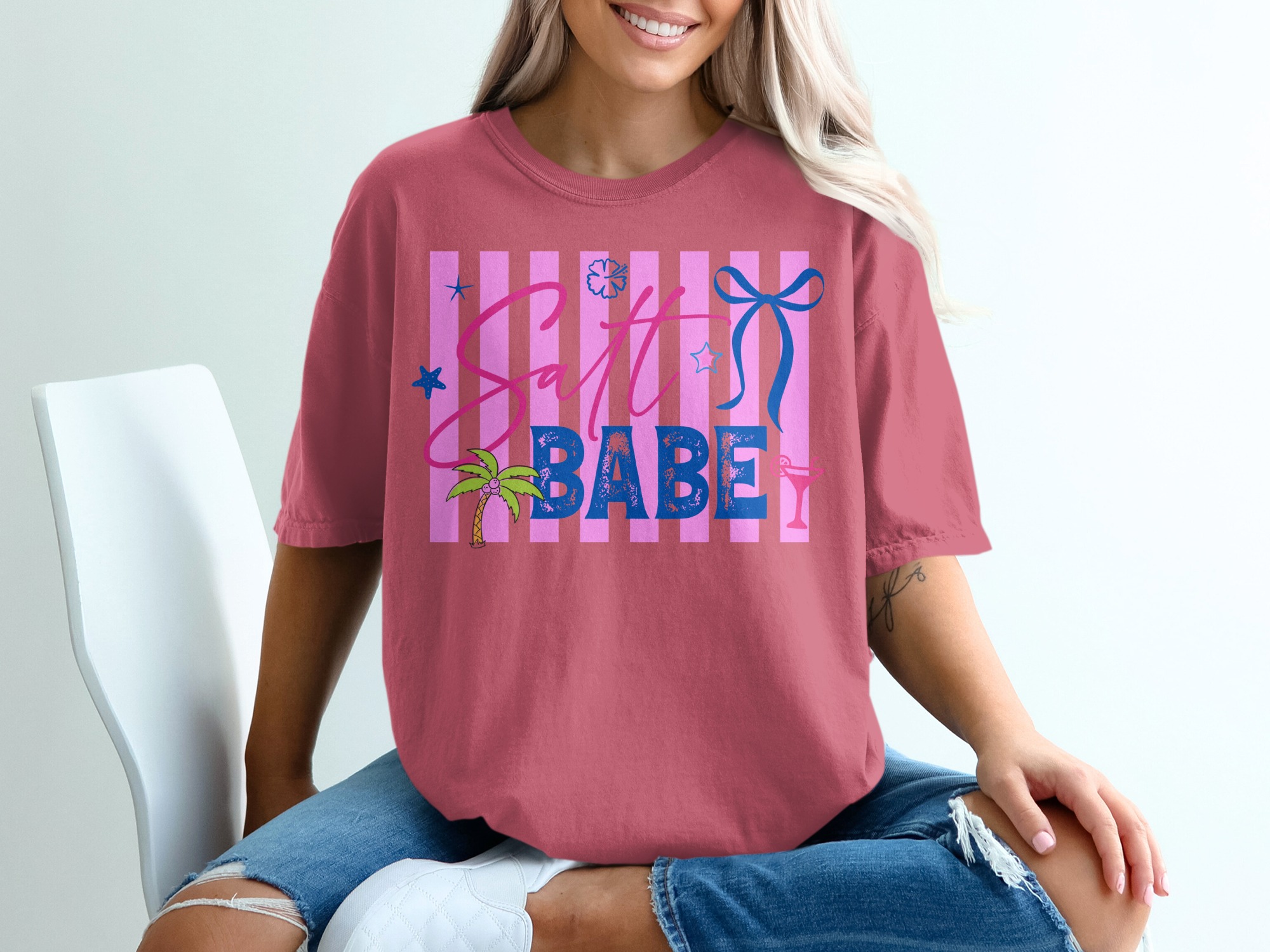 Salt Babe T-Shirt, Beach Lover Gift, Trendy Summer Vacation Tee, Coastal Cowgirl Vibe, Tropical Resort Wear Shirt for Her - Image 15
