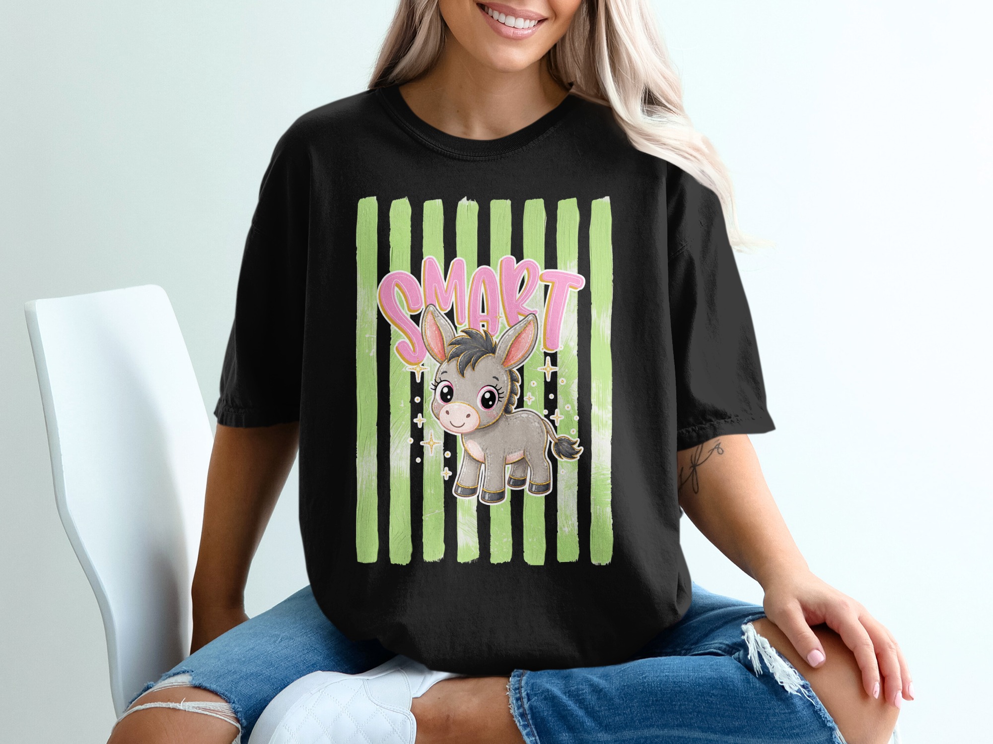 Comfort Colors® Smart Donkey T-Shirt, Cute Baby Donkey Tee, Funny Animal Lover Gift, Kawaii Shirt for Women, Back To School Top, Unique Tee - Image 6