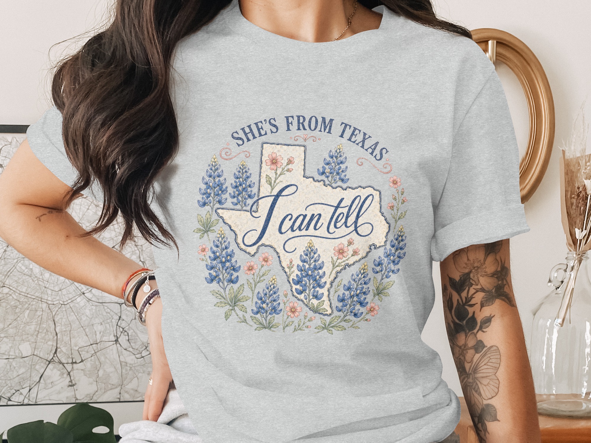 She's From Texas T-Shirt, Bluebonnet Texas State Pride Shirt for Women, Southern Texas Girl Gift, Texas Lover Tee - Image 2