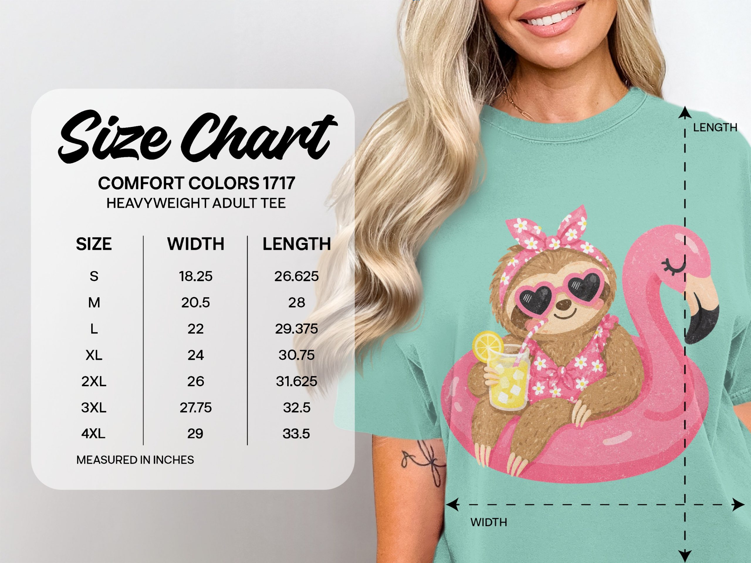 Cute Sloth Summer Vibes Flamingo Pool T-Shirt - Image 4