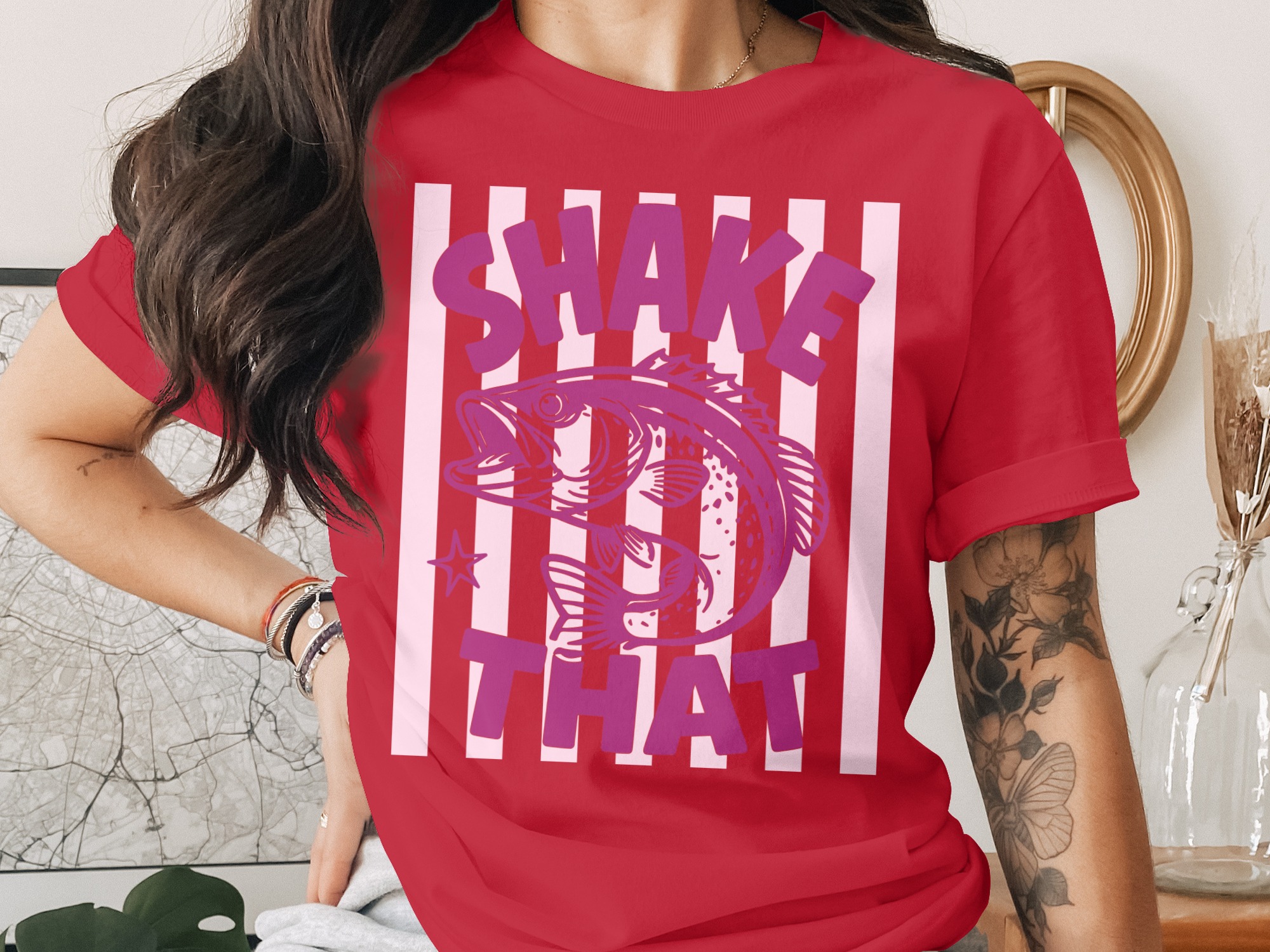 Comfort Colors® Shake That Bass Fishing T-Shirt, Funny Angler Shirt, Lake Life Tee, Boating Vacation Outfit, Outdoors Gift - Image 4