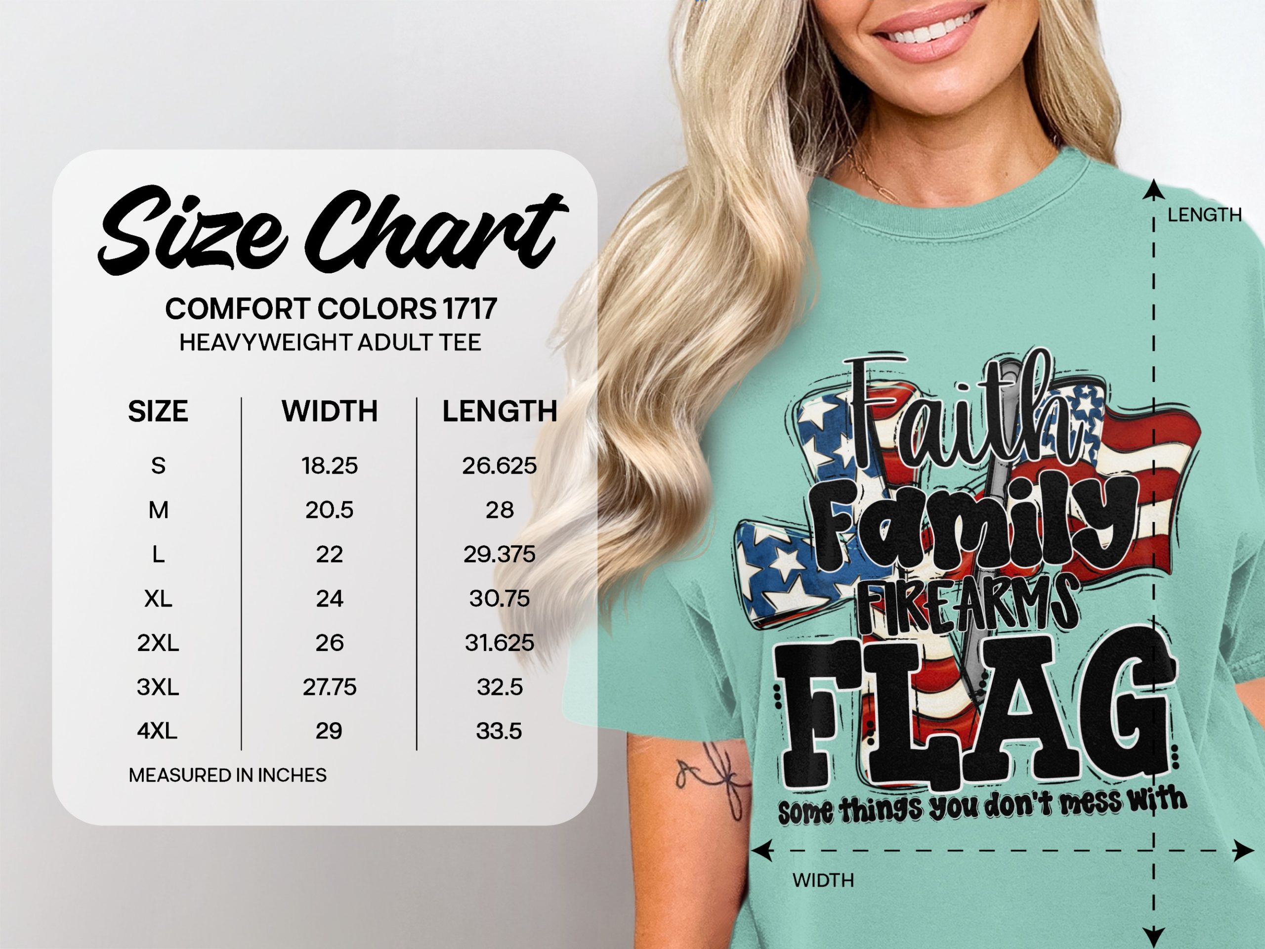 Faith Family Firearms Flag T-Shirt, Patriotic American Conservative Tee, Second Amendment Gift for Him Her, Freedom Lover Apparel - Image 4
